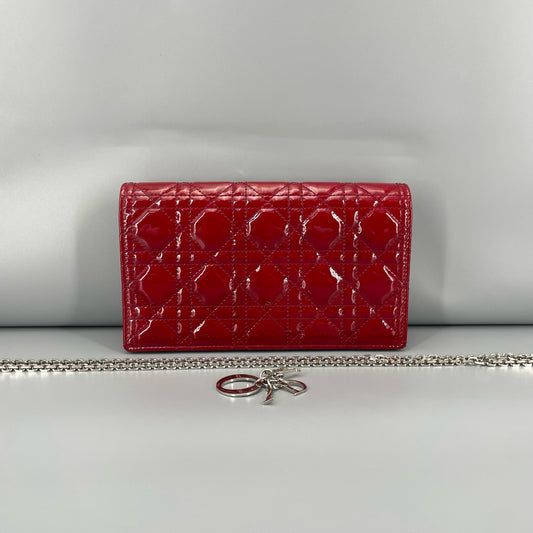 Dior - Lady Dior WOC (Wallet on Chain) - Patent leather - Red - (mini)