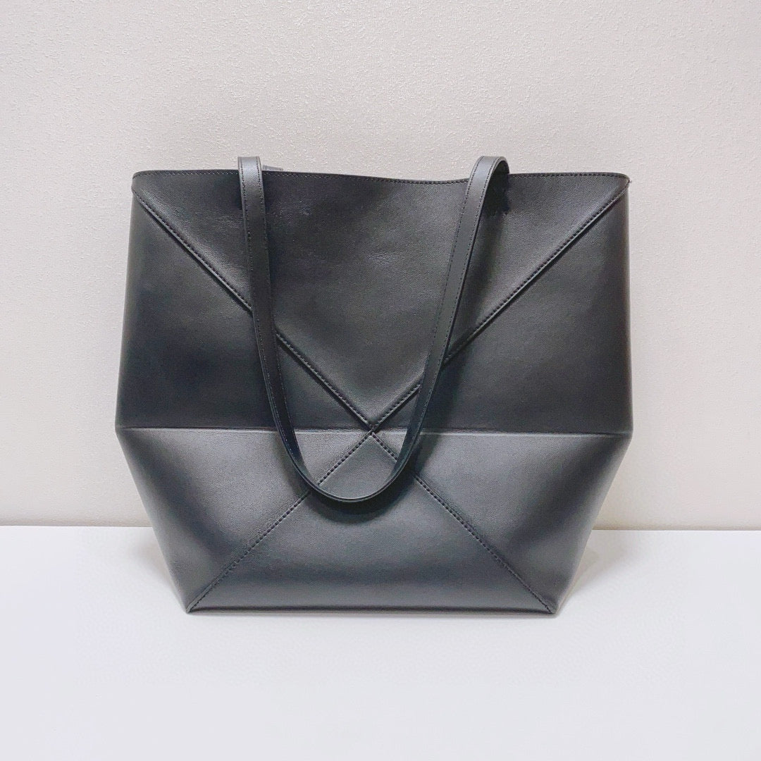 Loewe - Puzzle Fold Tote - Calfskin leather - Black - (Medium)