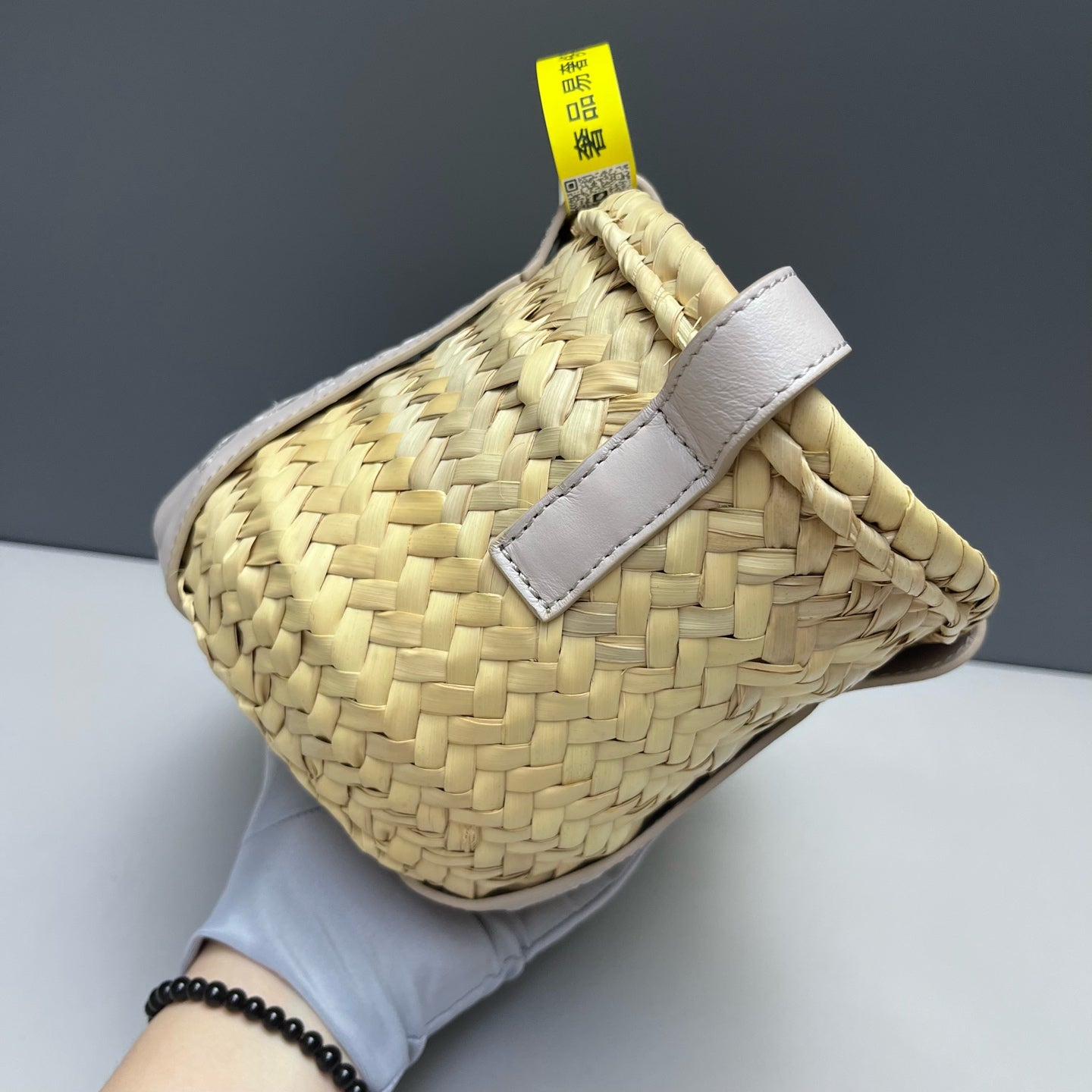 Chloe - Sense Basket Bag - Wicker and Leather - Beige with Light Purple Accents - (mini)