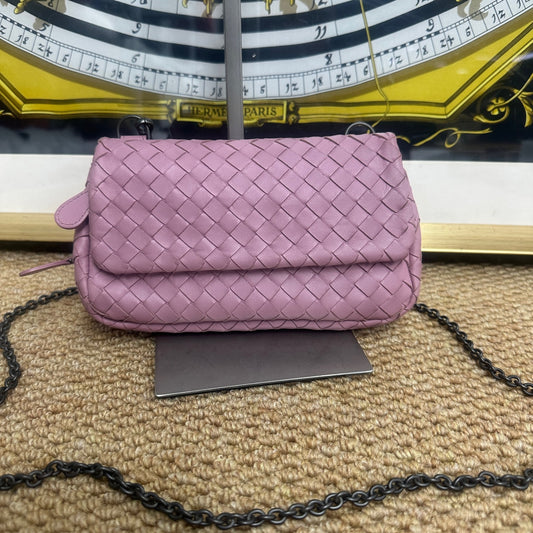 Bottega Veneta - Mini Intrecciato Chain Crossbody Bag - Leather - Purple - (small)