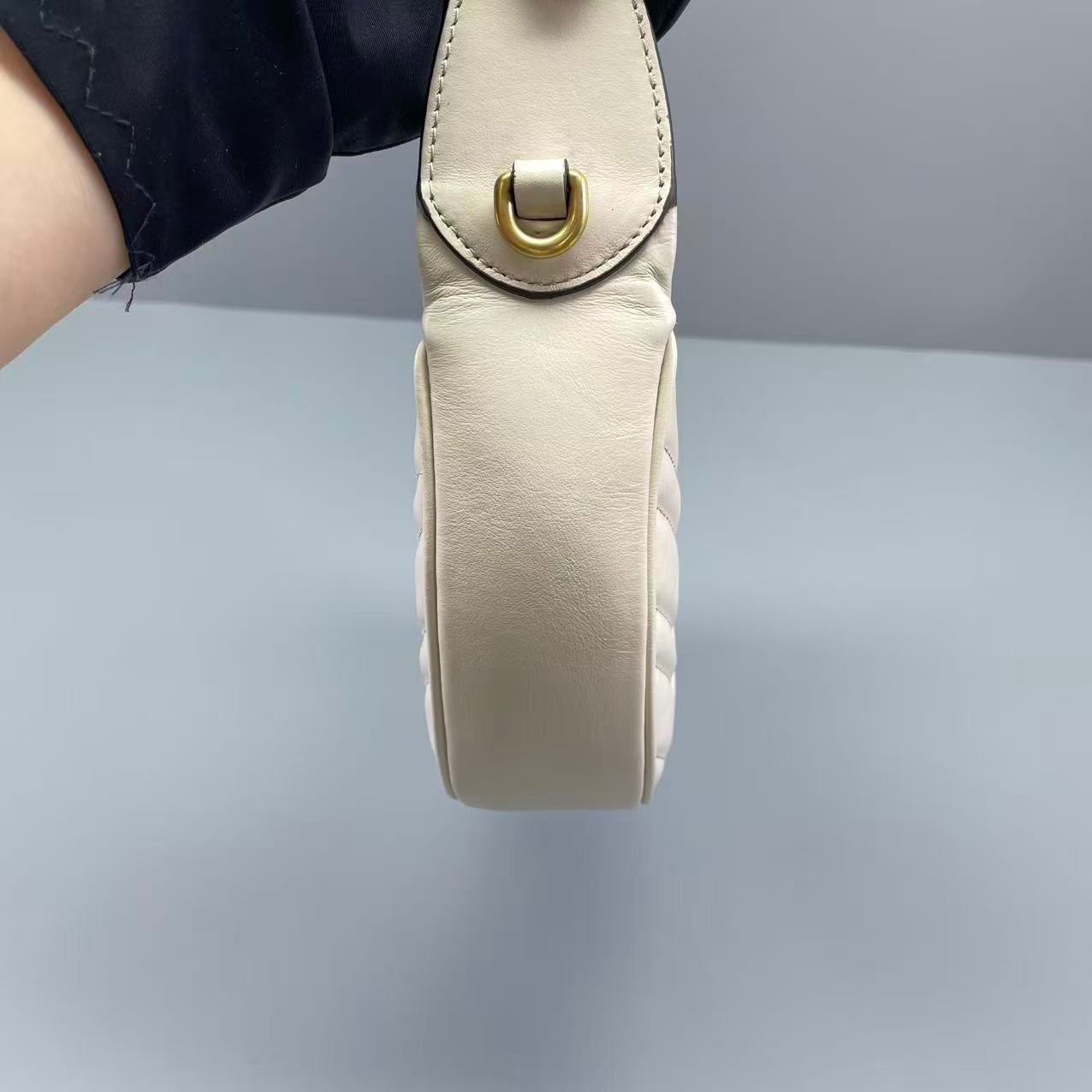 Gucci - GG Marmont Crescent Shoulder Bag - Leather - White - (mini)