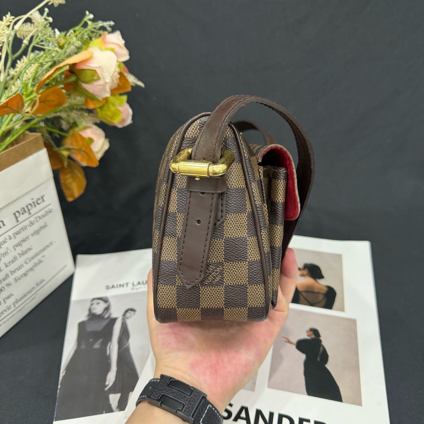 Louis Vuitton - Pochette Accessoires - Damier Ebene coated canvas with leather trim - Brown - (mini)