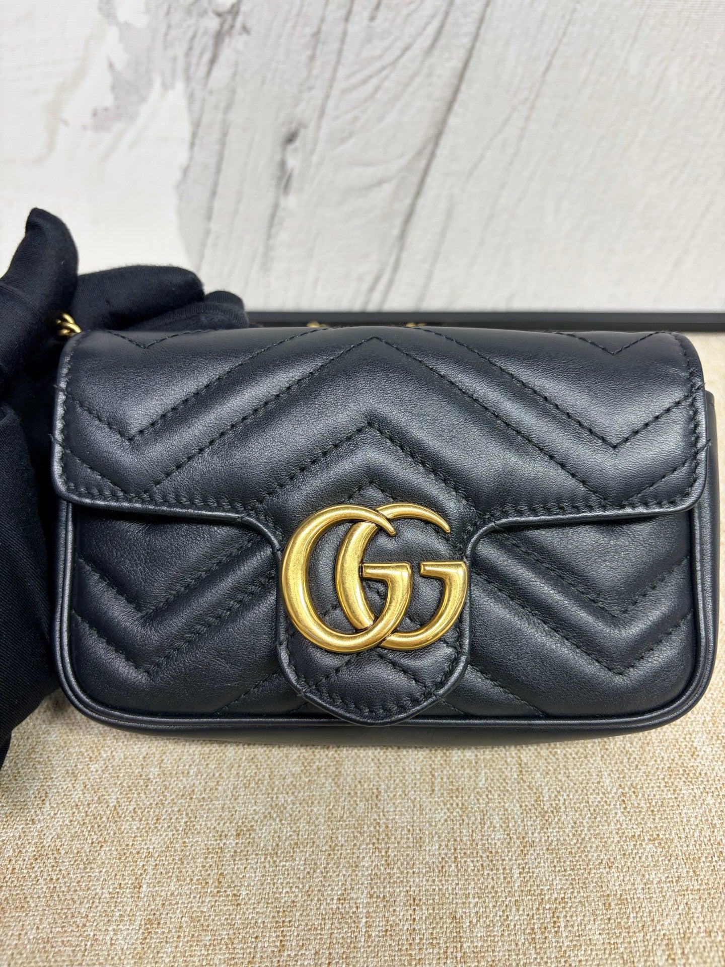Gucci - Marmont Mini Chain Bag - Leather - Black - (mini)