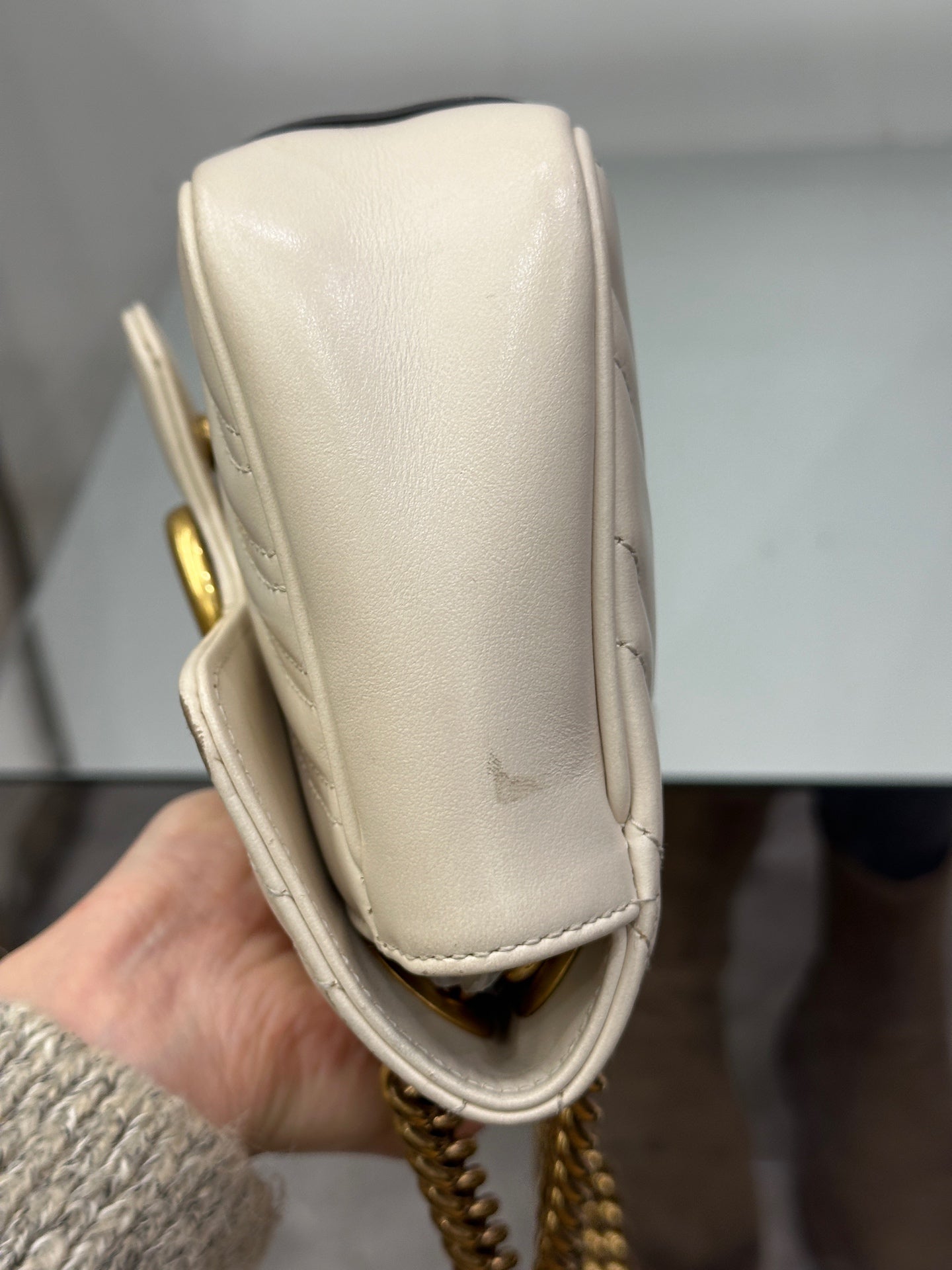 Gucci - GG Marmont Mini Flap Bag - Leather - White - (mini)