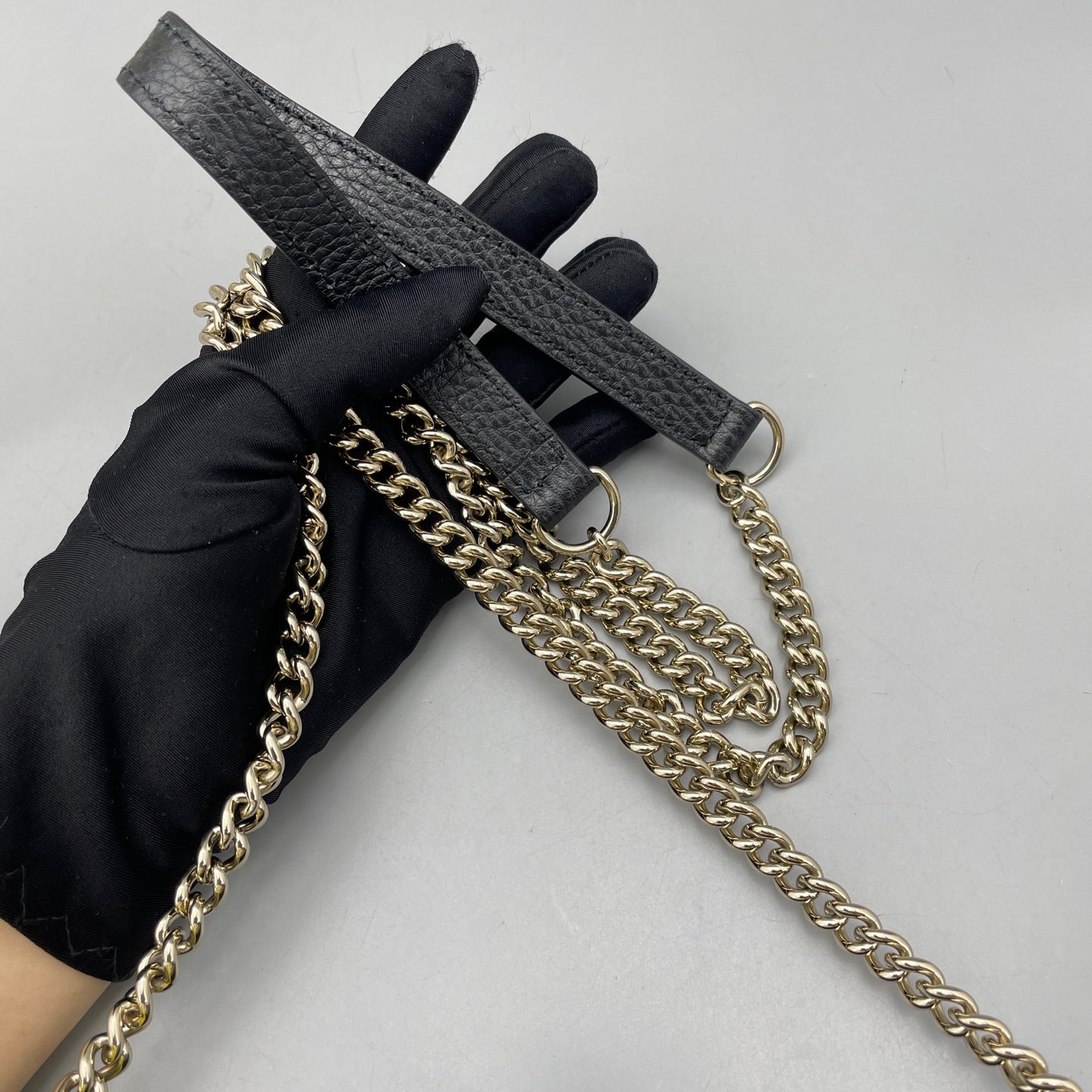 Gucci - Interlocking G Wallet on Chain - Grained leather - Black - (Mini)