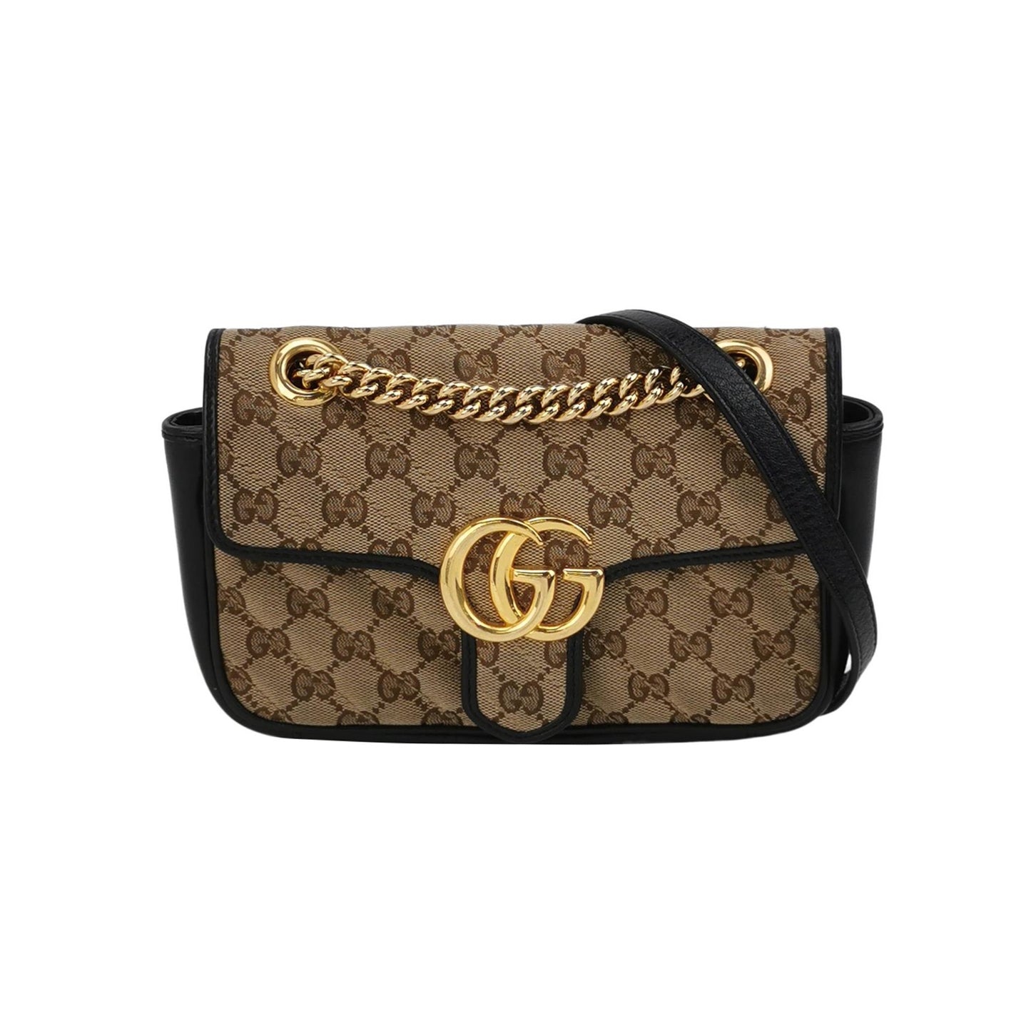 Gucci - Marmont GG Supreme Canvas Chain Shoulder Bag - GG Supreme canvas and leather - Beige, Black, Gold - (small)