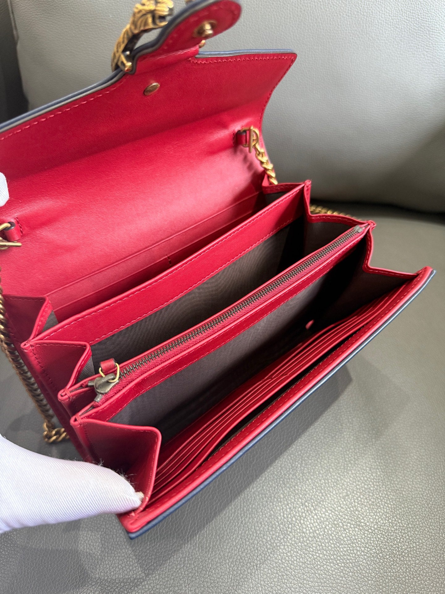 Gucci - Dionysus Wallet on Chain (WOC) - Leather - Blue with Red Interior - (Mini)