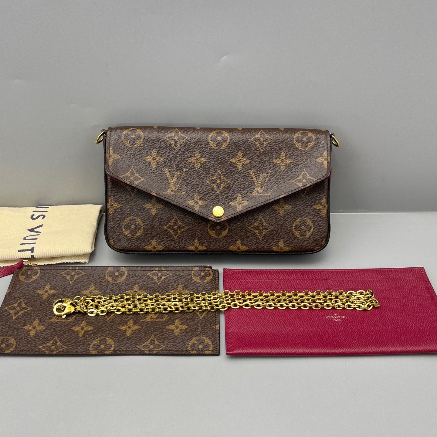 Louis Vuitton - Pochette Félicie - Monogram coated canvas with smooth leather trim - Brown - (mini)