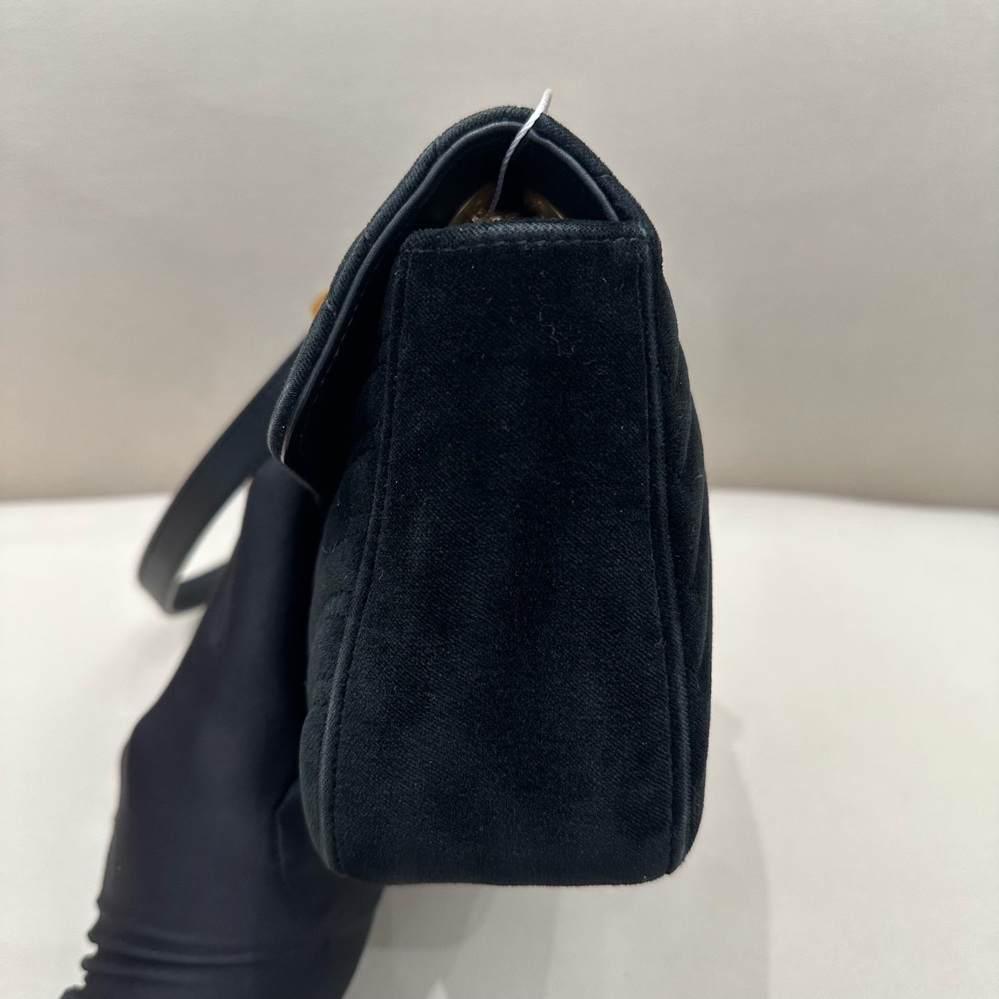 Gucci - GG Marmont Small Shoulder Bag - Velvet - Black - (small)
