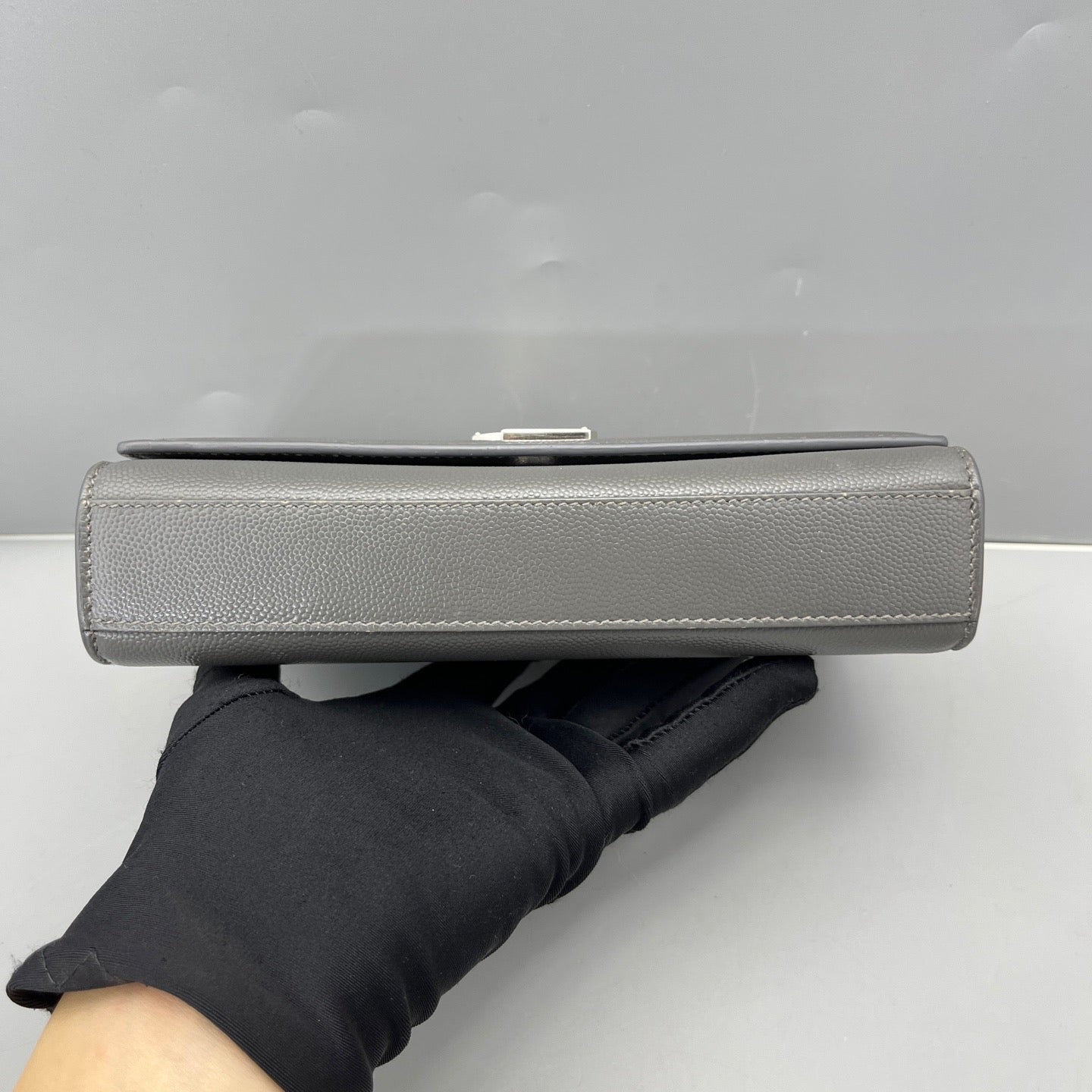 Saint Laurent - Kate Chain Wallet - Leather - Grey - (mini)
