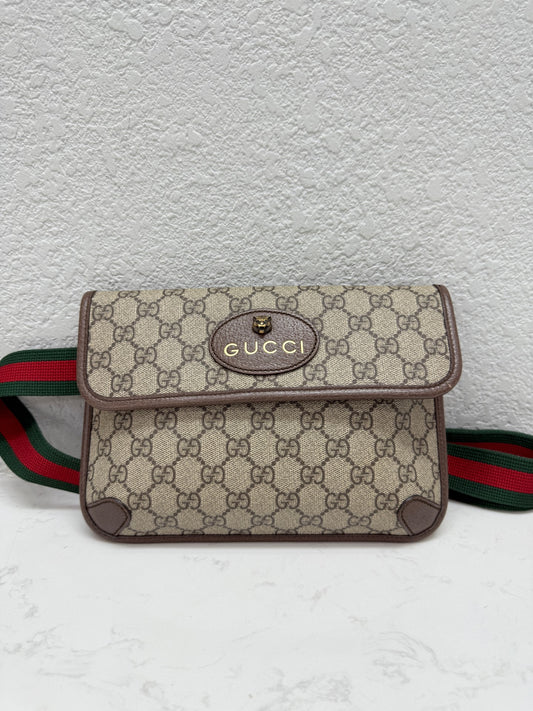 Gucci - Neo Vintage GG Supreme Tiger Head Belt Bag - GG Supreme canvas with leather trim - Beige - (Small)