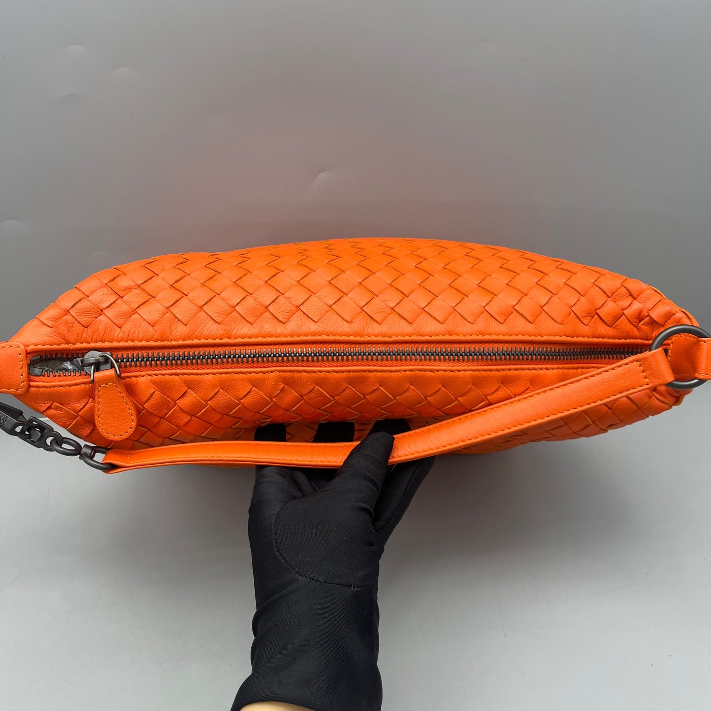 Bottega Veneta - Intrecciato Shoulder Bag (A7055) - Leather - Orange - (small)