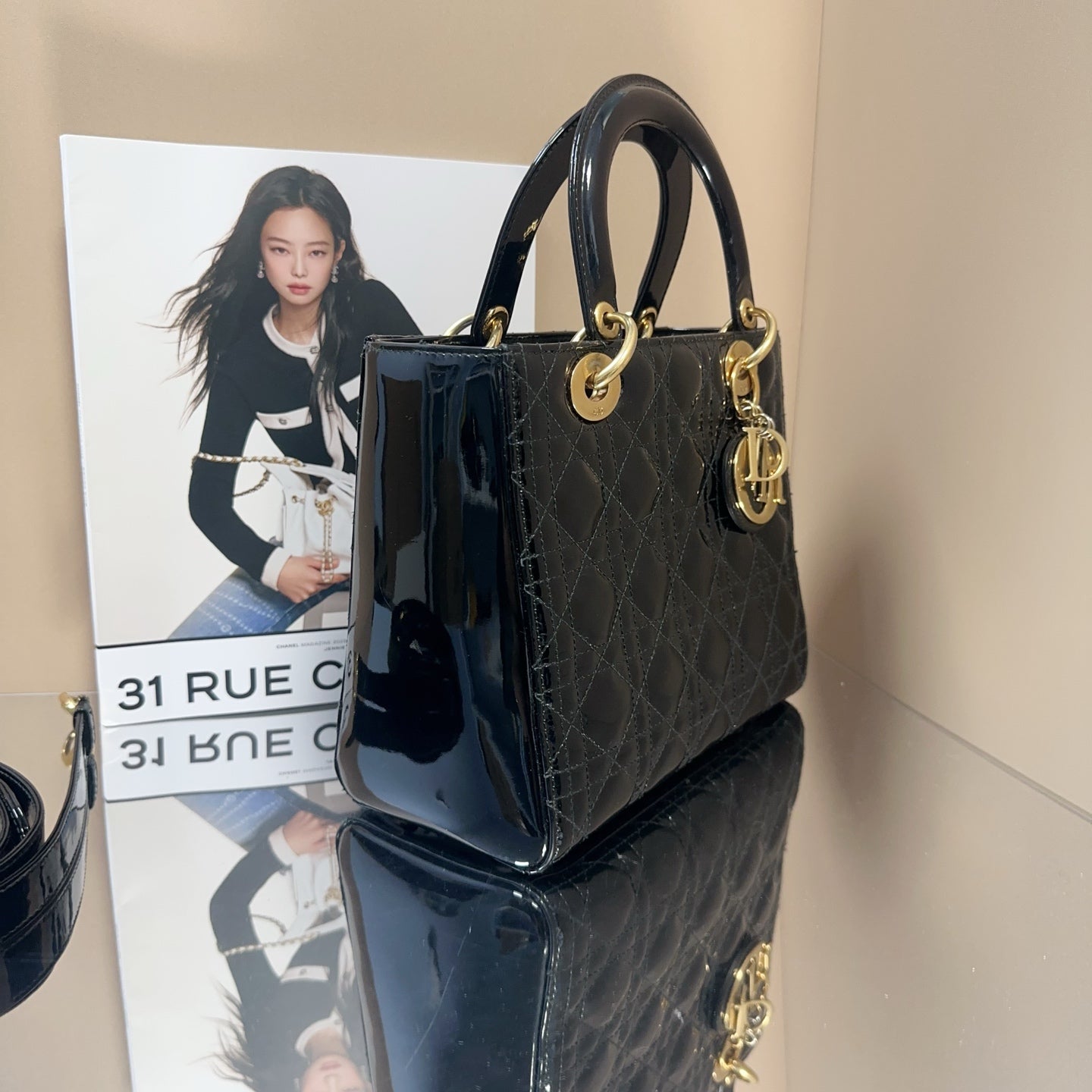 Dior - Lady Dior Medium - Patent leather - Black - (medium)