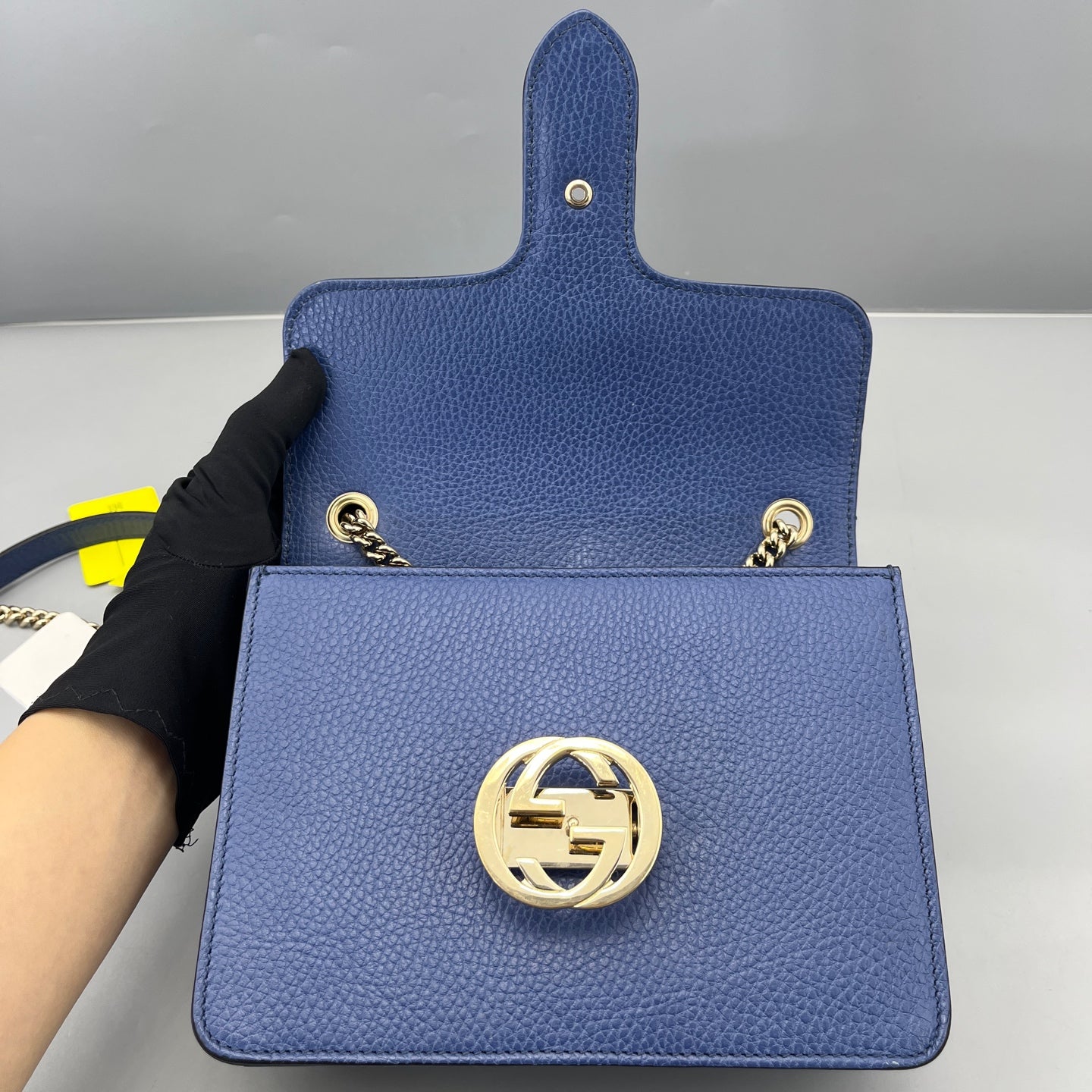 Gucci - Interlocking G Accordion Flap Bag - Leather - Blue - (Small)