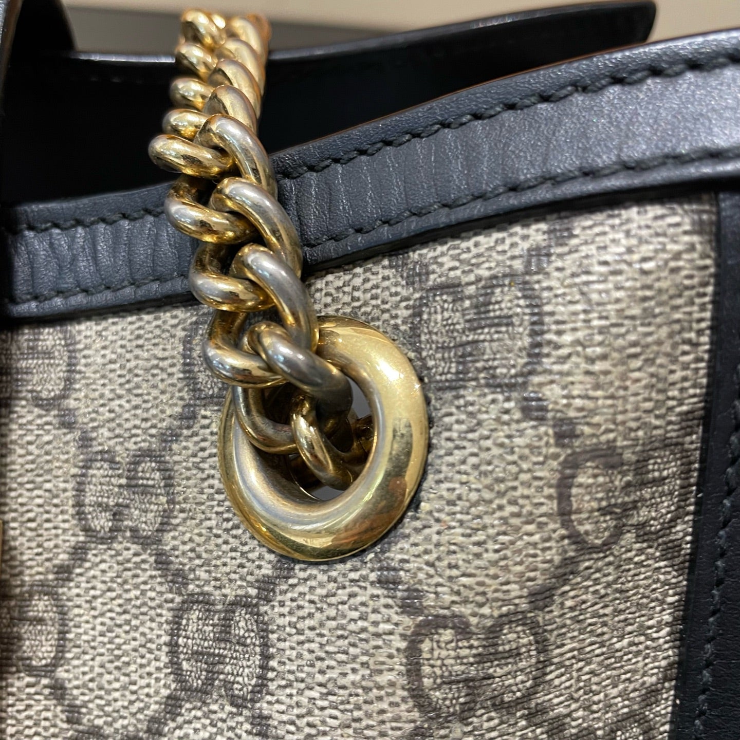 Gucci - Padlock Small Shoulder Bag - GG Supreme canvas with leather trim - Beige and black - (small)
