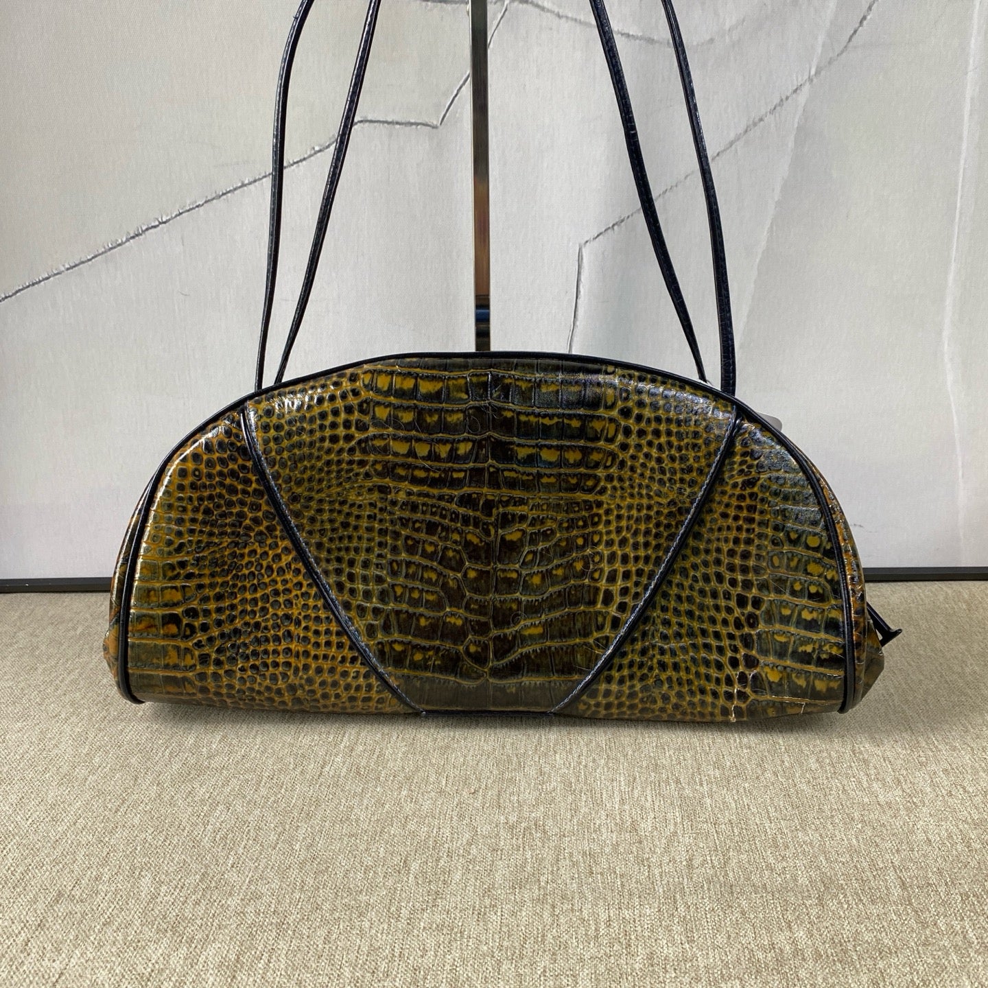 Dior - CC7206 Crocodile Embossed Shoulder Bag - Leather - Multicolour (Yellow, Green, and Black) - (medium)