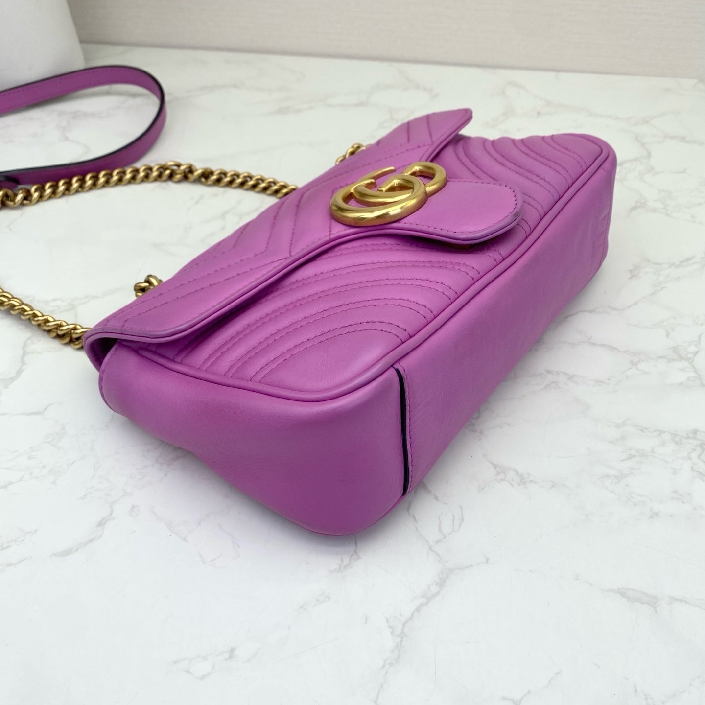 Gucci - GG Marmont Matelassé Shoulder Bag - Leather - Purple - (small)