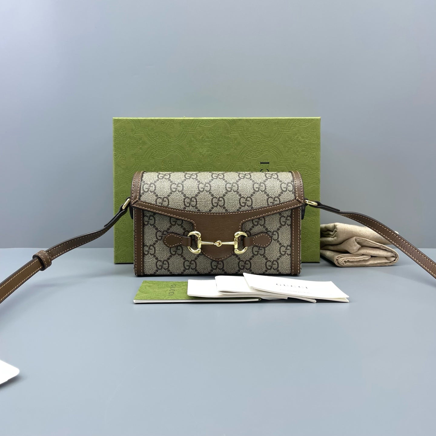 Gucci - Horsebit 1955 Mini Bag - GG Supreme canvas with leather trim - Brown - (mini)