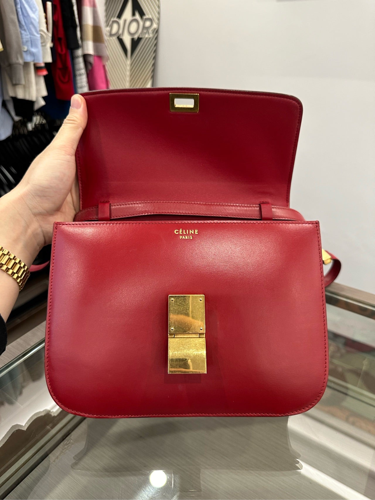 Celine - Classic Box - Leather - Red - (Medium)