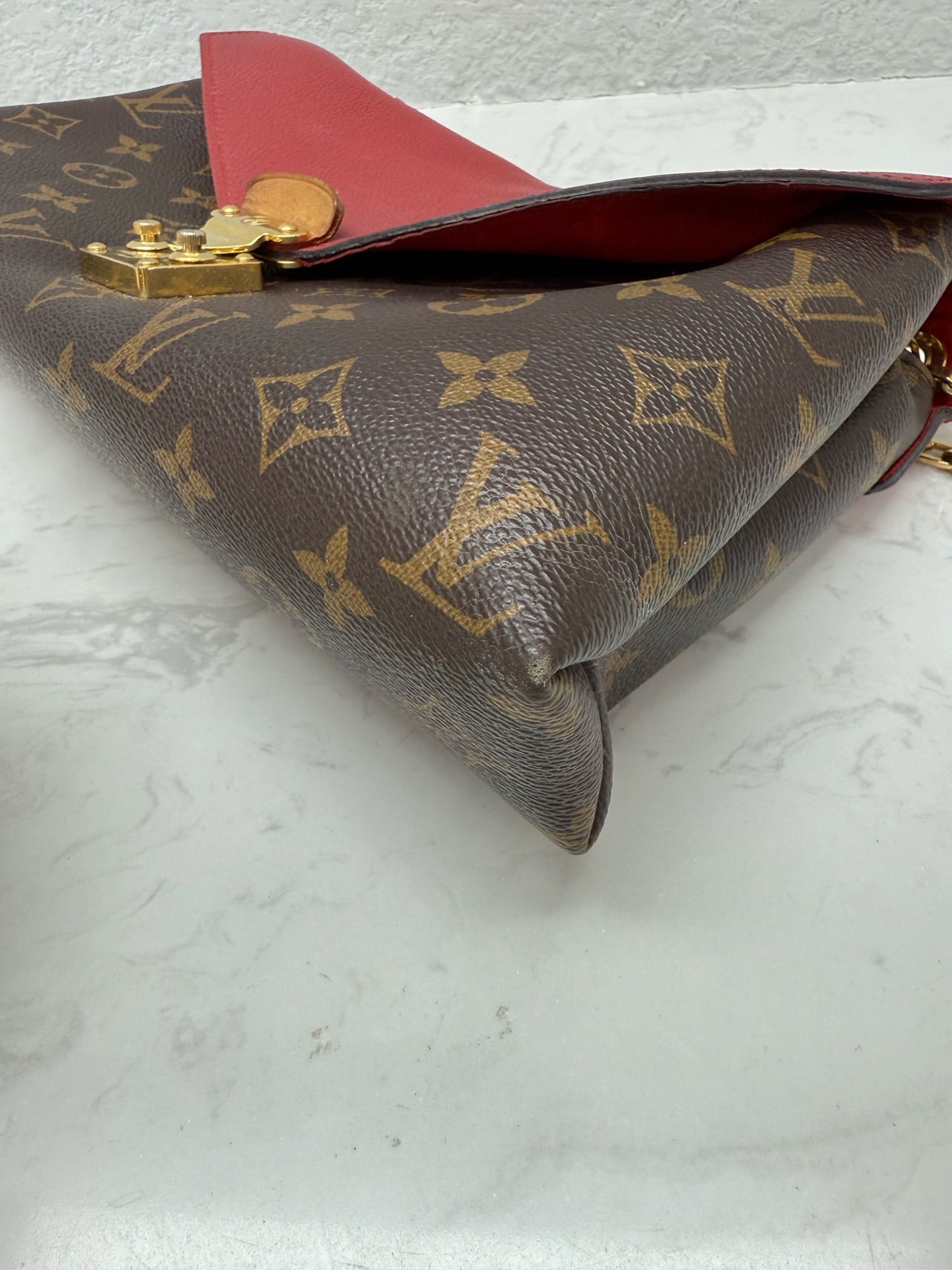 Louis Vuitton - Legend Envelope Bag - Monogram Canvas with grained leather trim - Brown with Red accents - (medium)