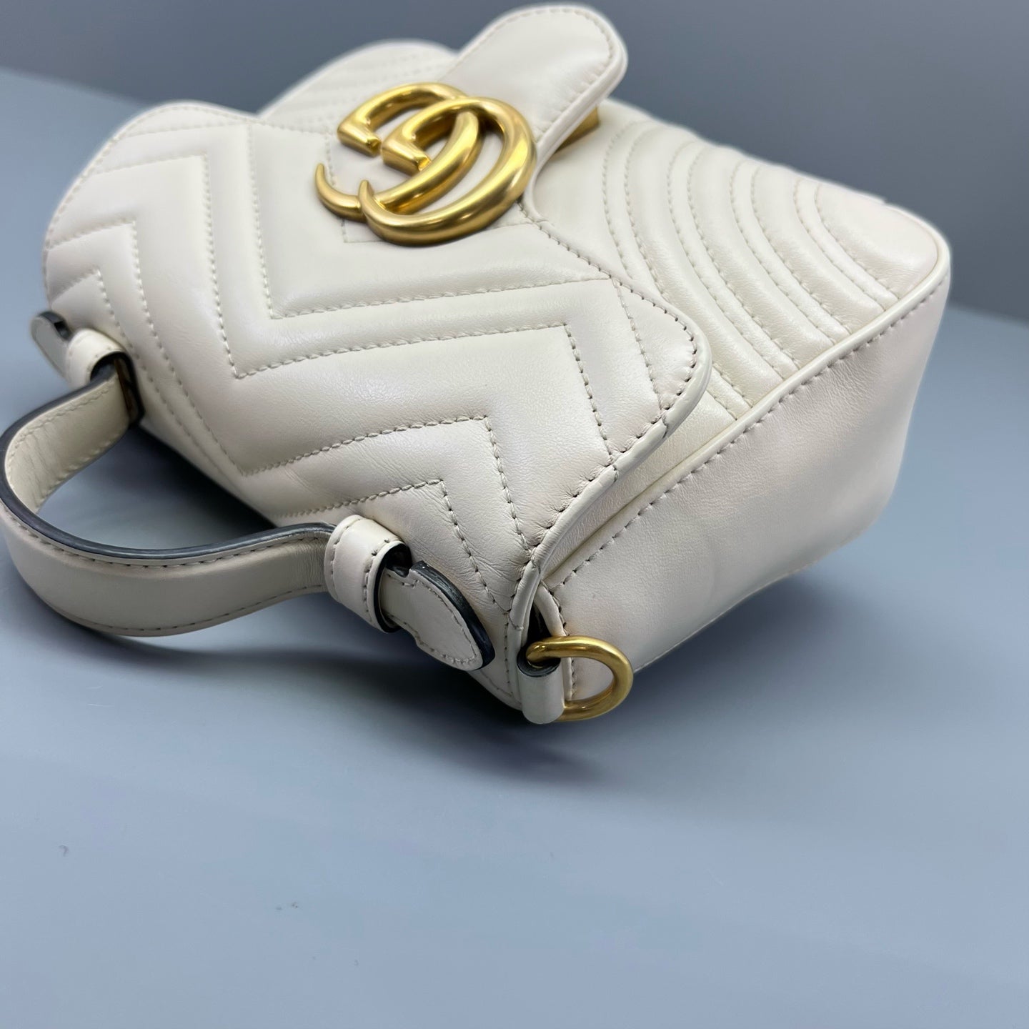 Gucci - GG Marmont Mini Top Handle Bag - Leather - White - (mini)