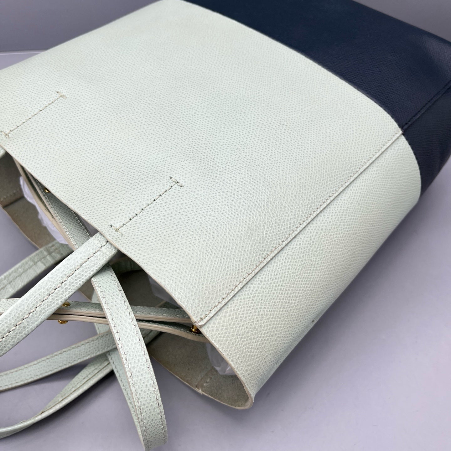 Celine - Bicolor Vertical Cabas Tote - Grained leather - Bicolor (Mint Green and Dark Grey) - (medium)