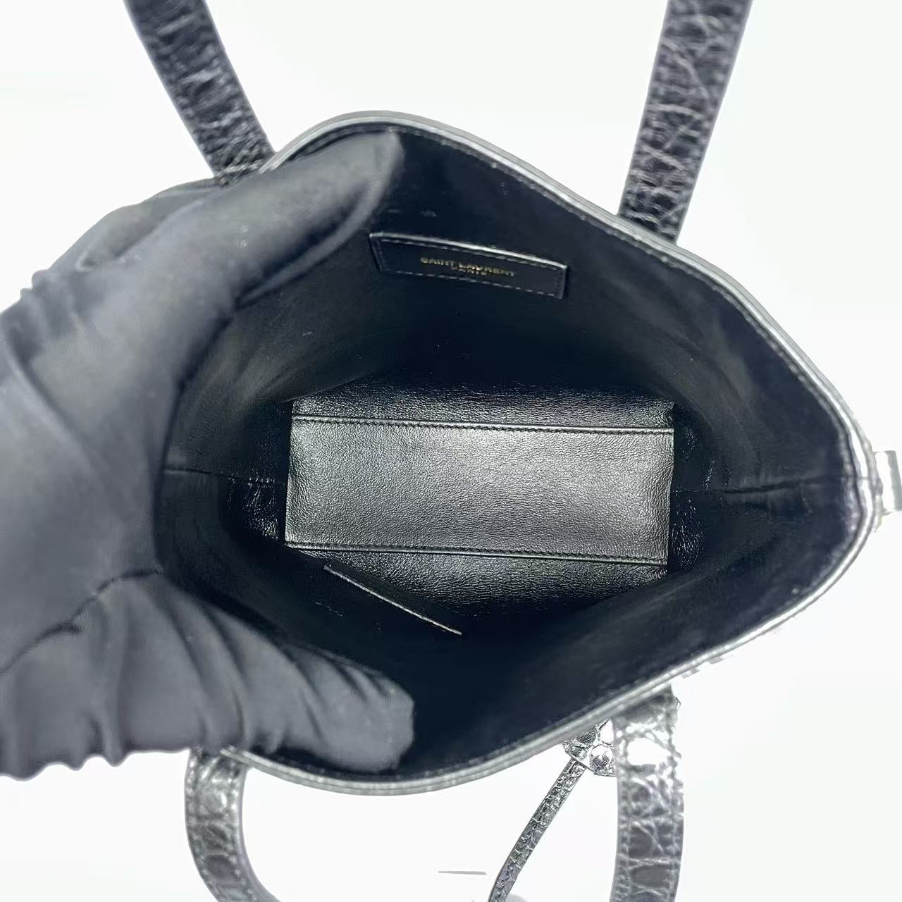 Saint Laurent - Noe Mini Tote - Crocodile-embossed leather - Black - (mini)