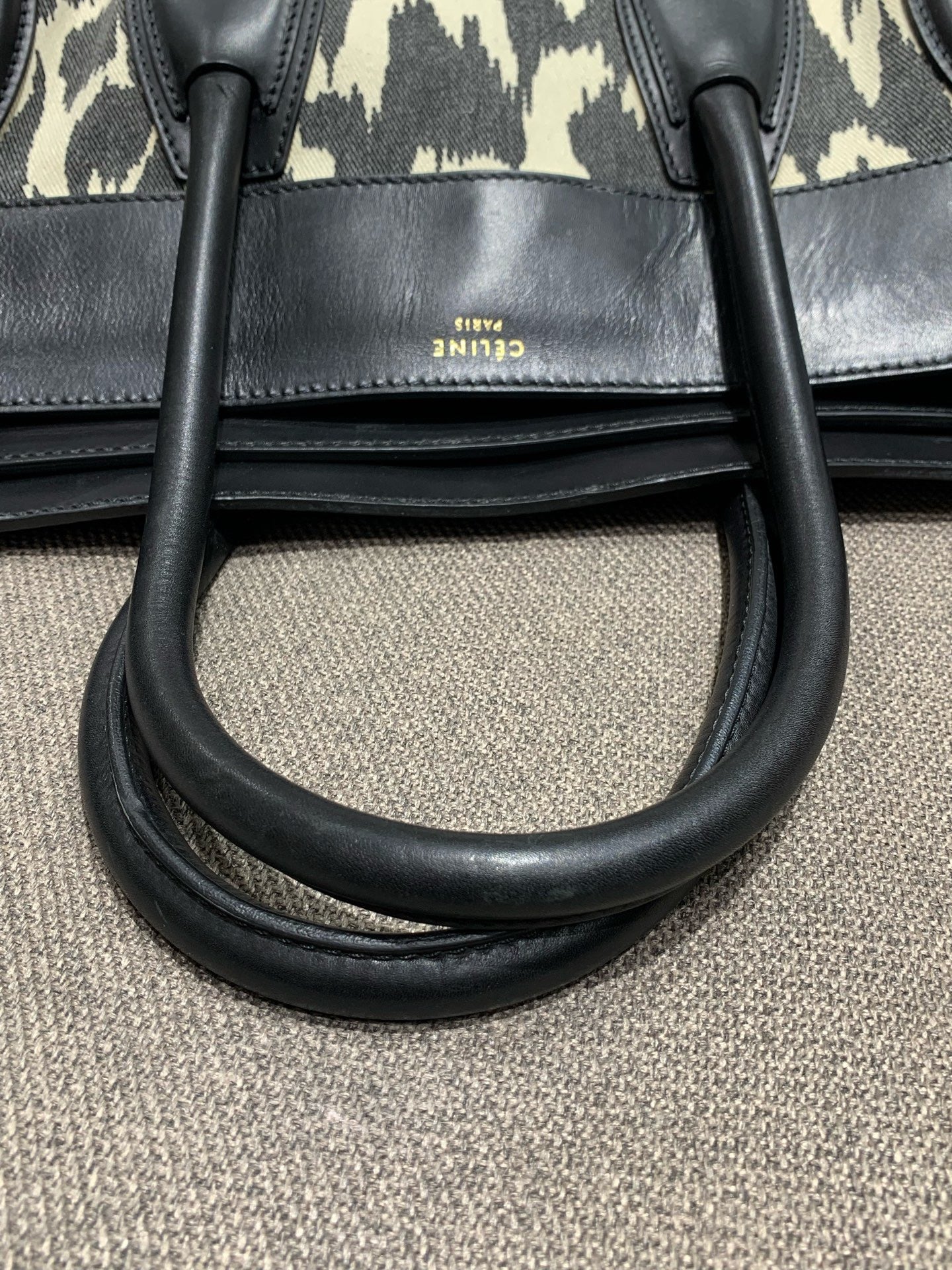Celine - Luggage Tote - Leather and Canvas - Black - (Medium)