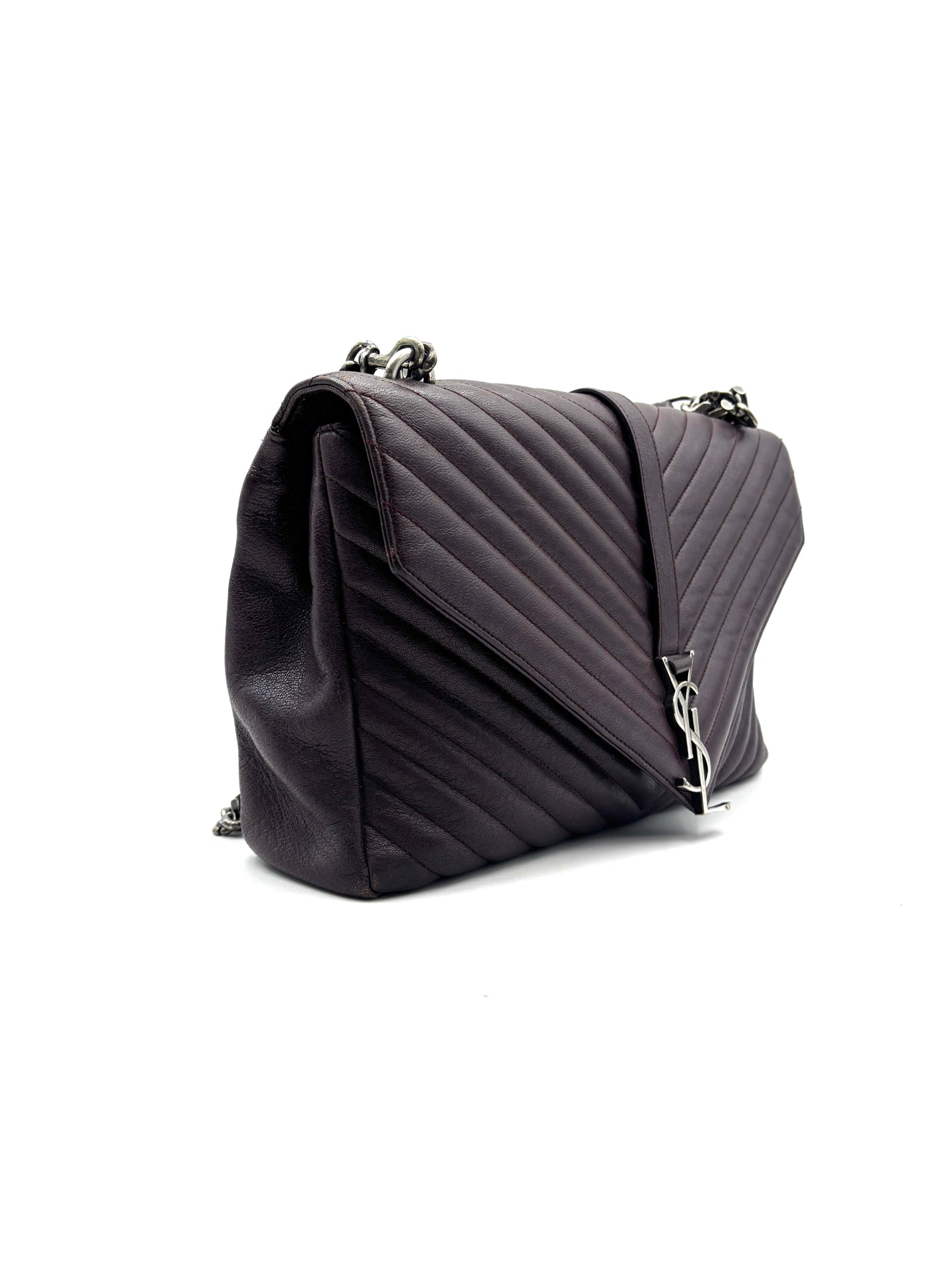 Saint Laurent - Monogram Envelope Bag - Leather - Burgundy - (medium)