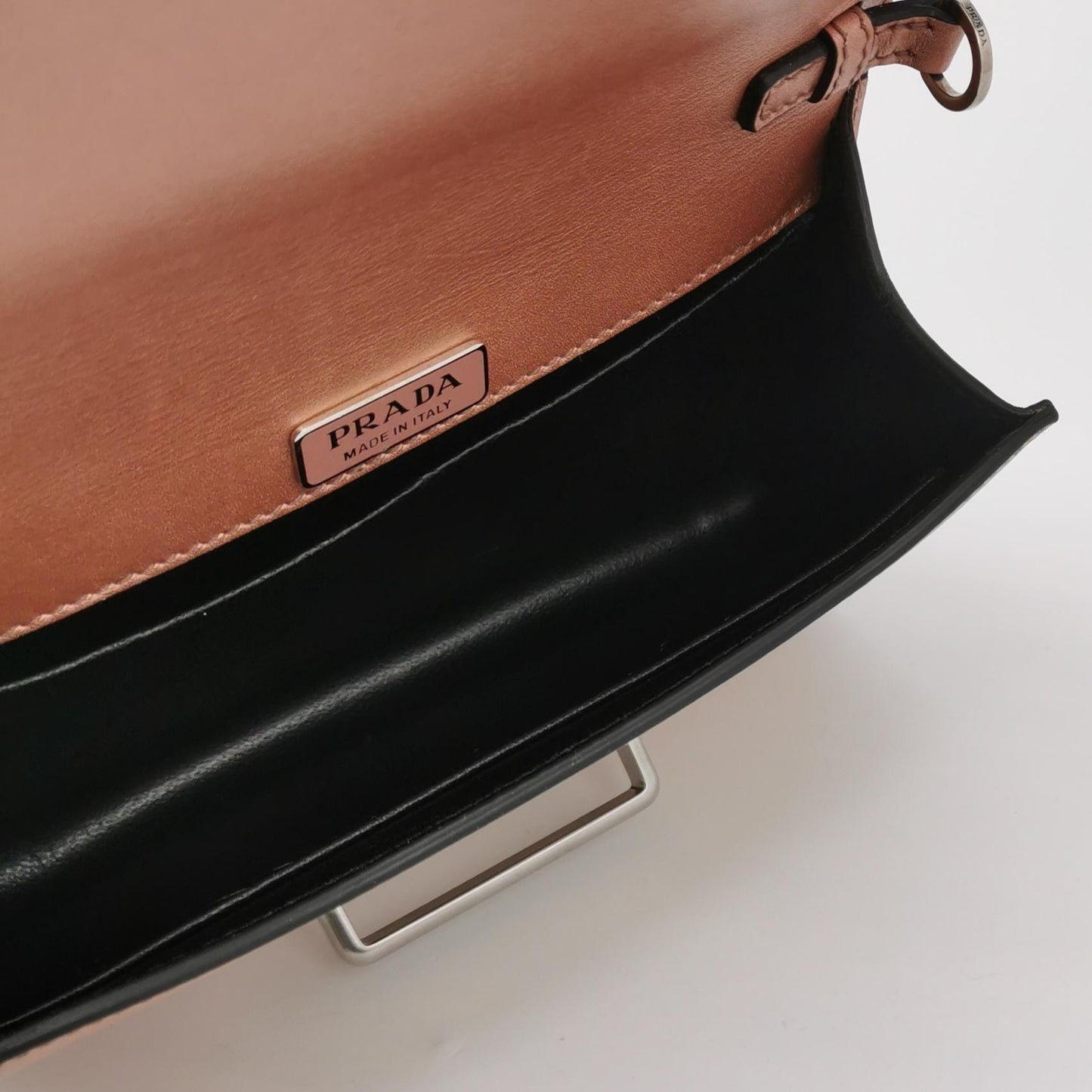 Prada - Cahier Small Box Bag - Saffiano leather and smooth leather - Metallic Rose Gold and Black - (small)