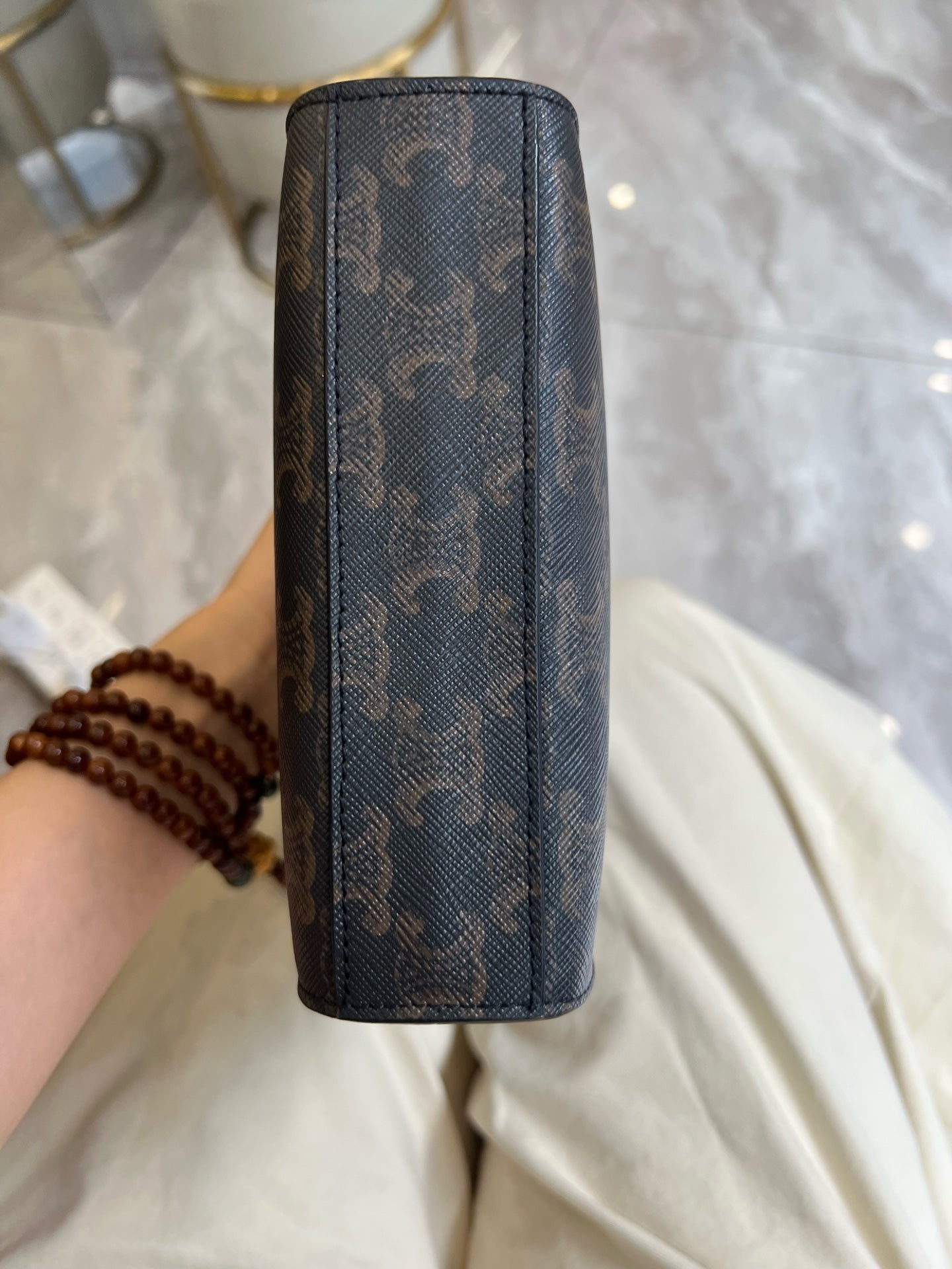 Celine - Cabas Vertical Mini - Triomphe coated canvas and calfskin leather - Brown - (mini)