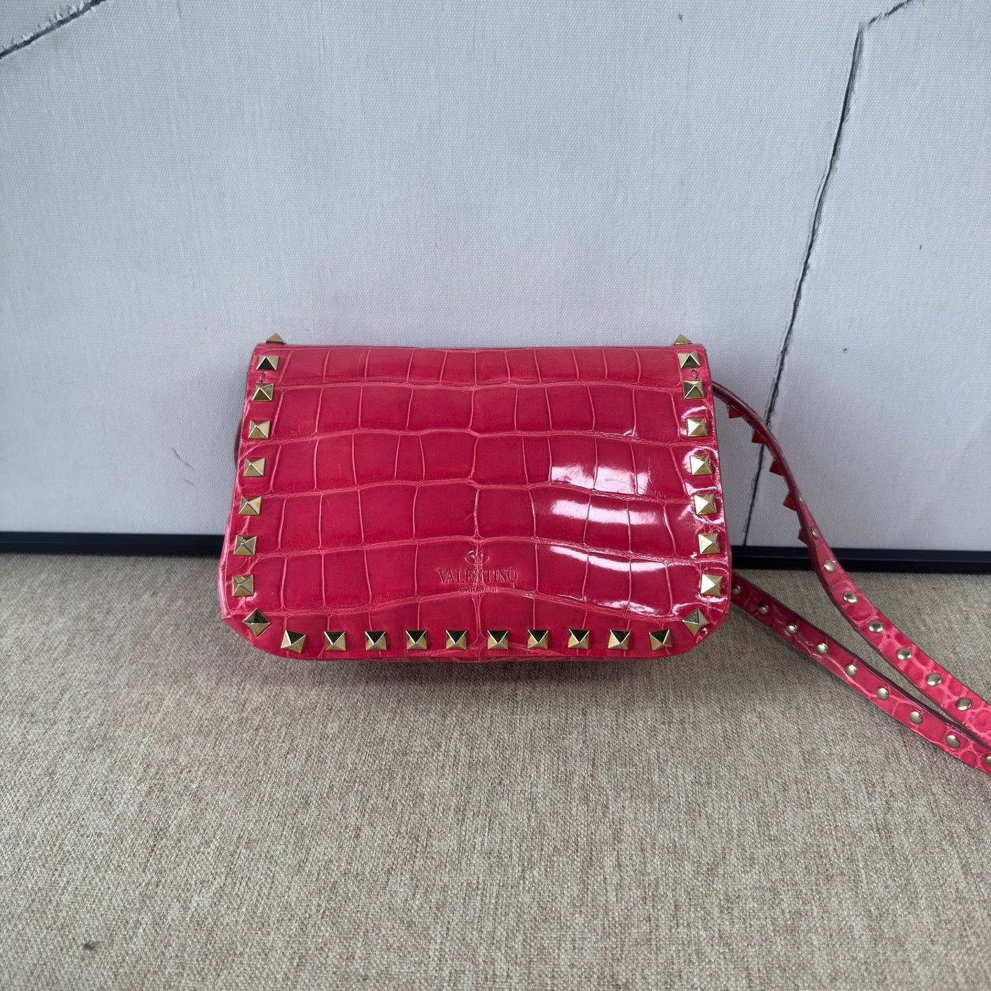 Valentino - Rockstud - Exotic leathers - Crocodile - Pink - (Mini)