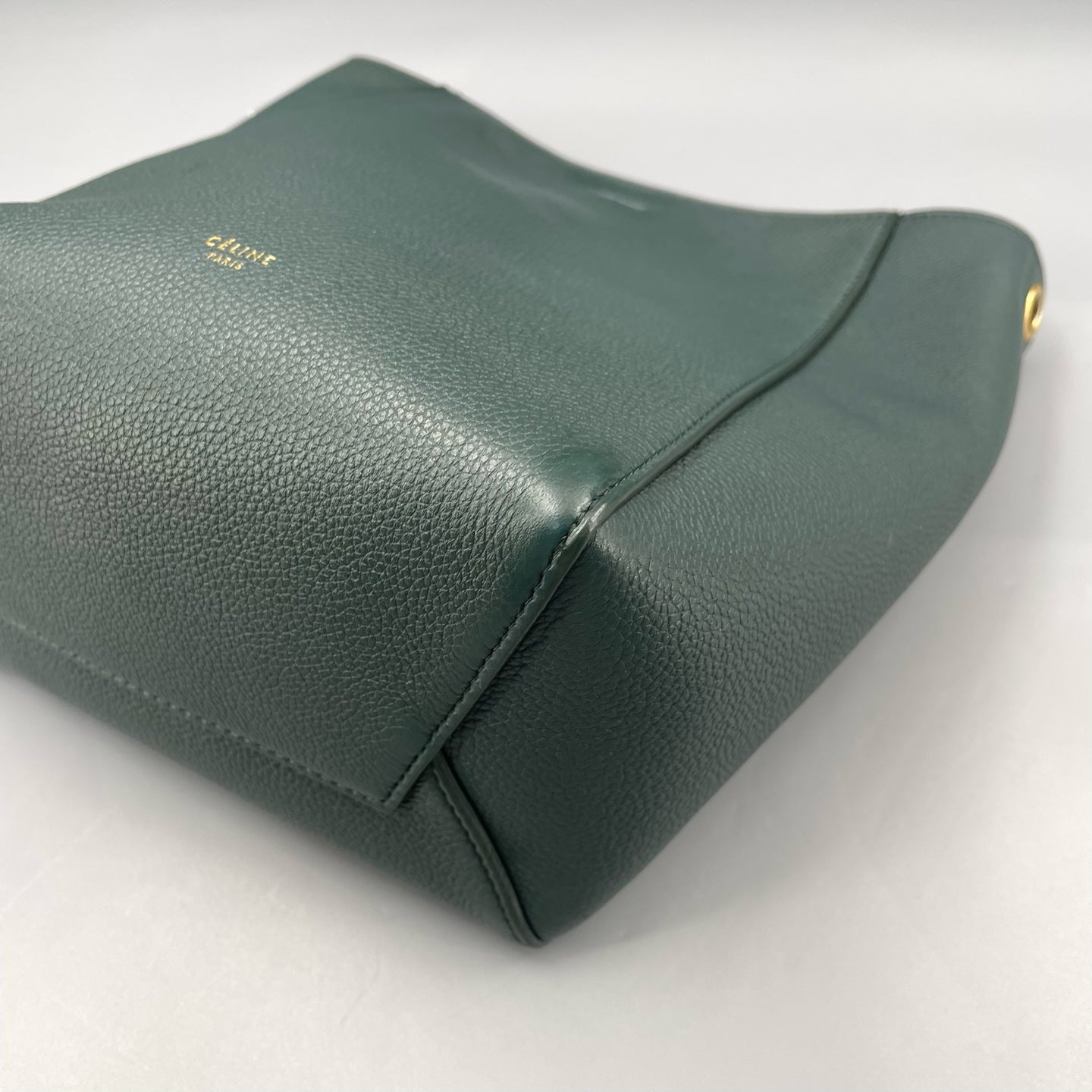 Celine - Small Sangle Bucket Bag (Style 182412L6024) - Grained leather - Dark Green - (Small)