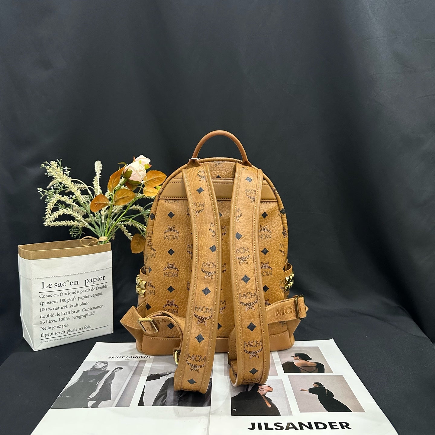 MCM - Stark Visetos Small Backpack (MMK6SVE37CO001) - Visetos coated canvas with leather trim - Cognac - (small)