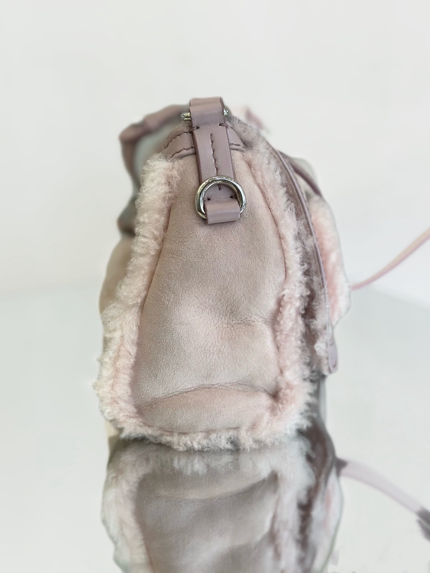 Miu Miu - 5BD097 Messenger Bag - Lambskin suede and shearling - Pink - (medium)