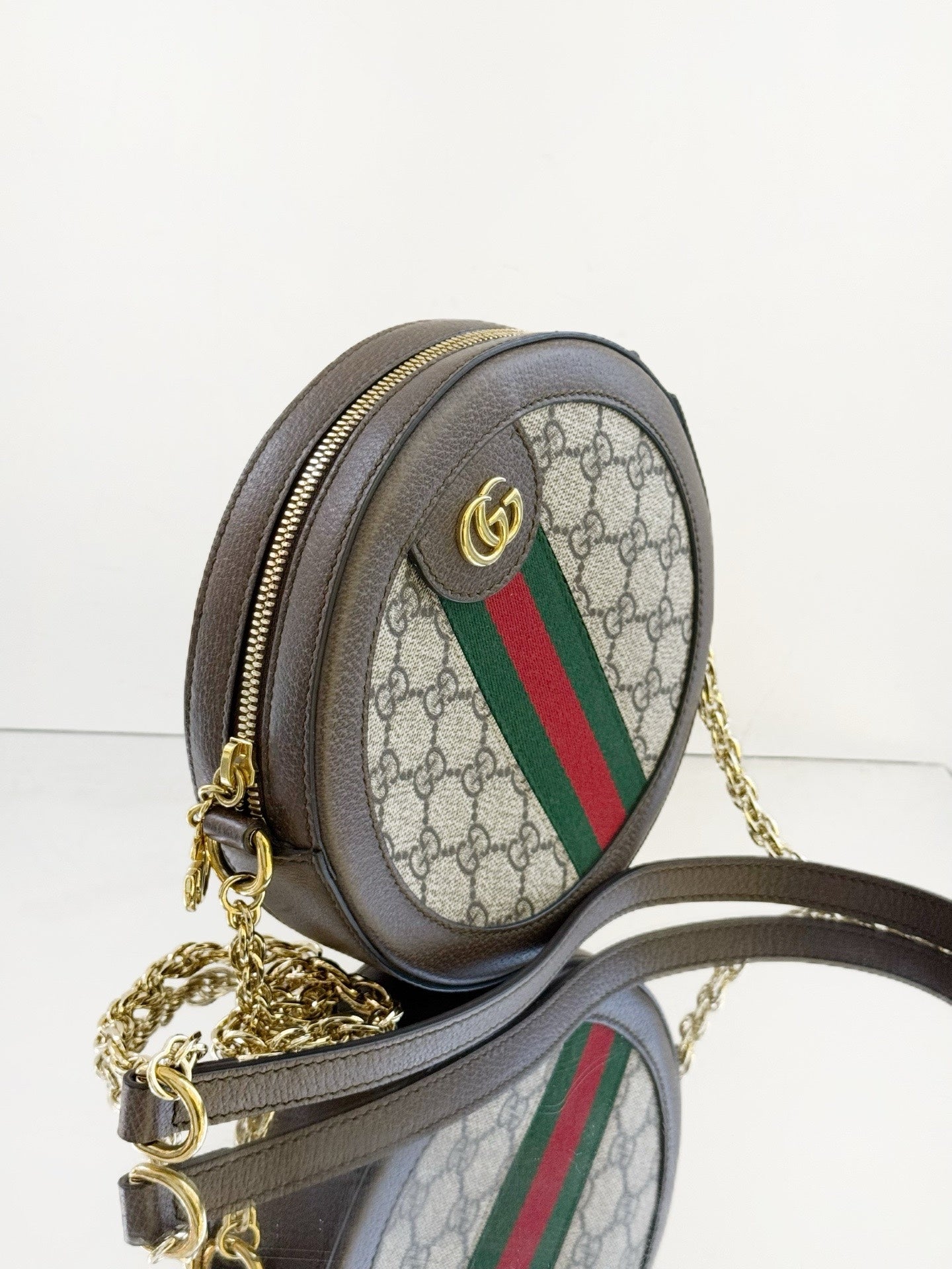 Gucci - Ophidia Mini Round Shoulder Bag - GG Supreme canvas and textured leather - Multicolour - (Mini)