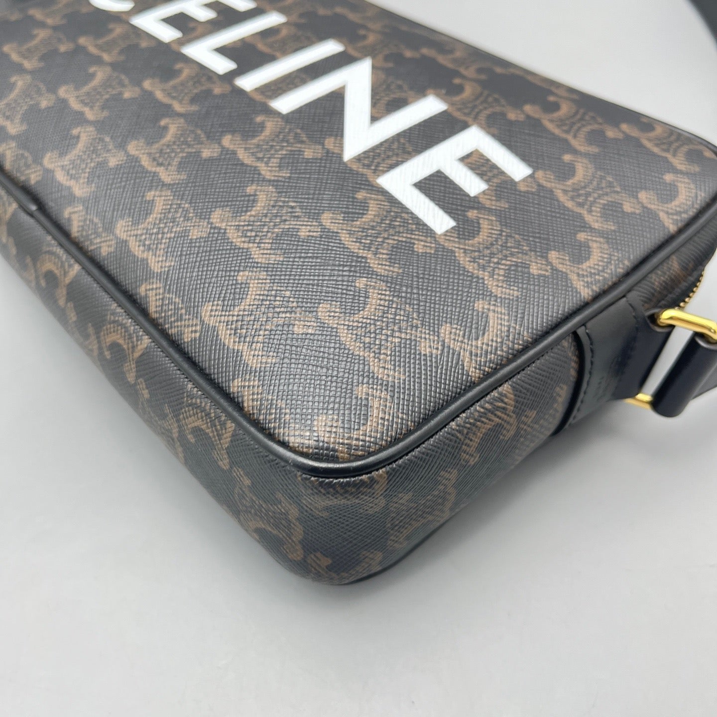 Celine - Triomphe Canvas Small Camera Bag - Triomphe coated canvas and calfskin leather - Brown - (Small)
