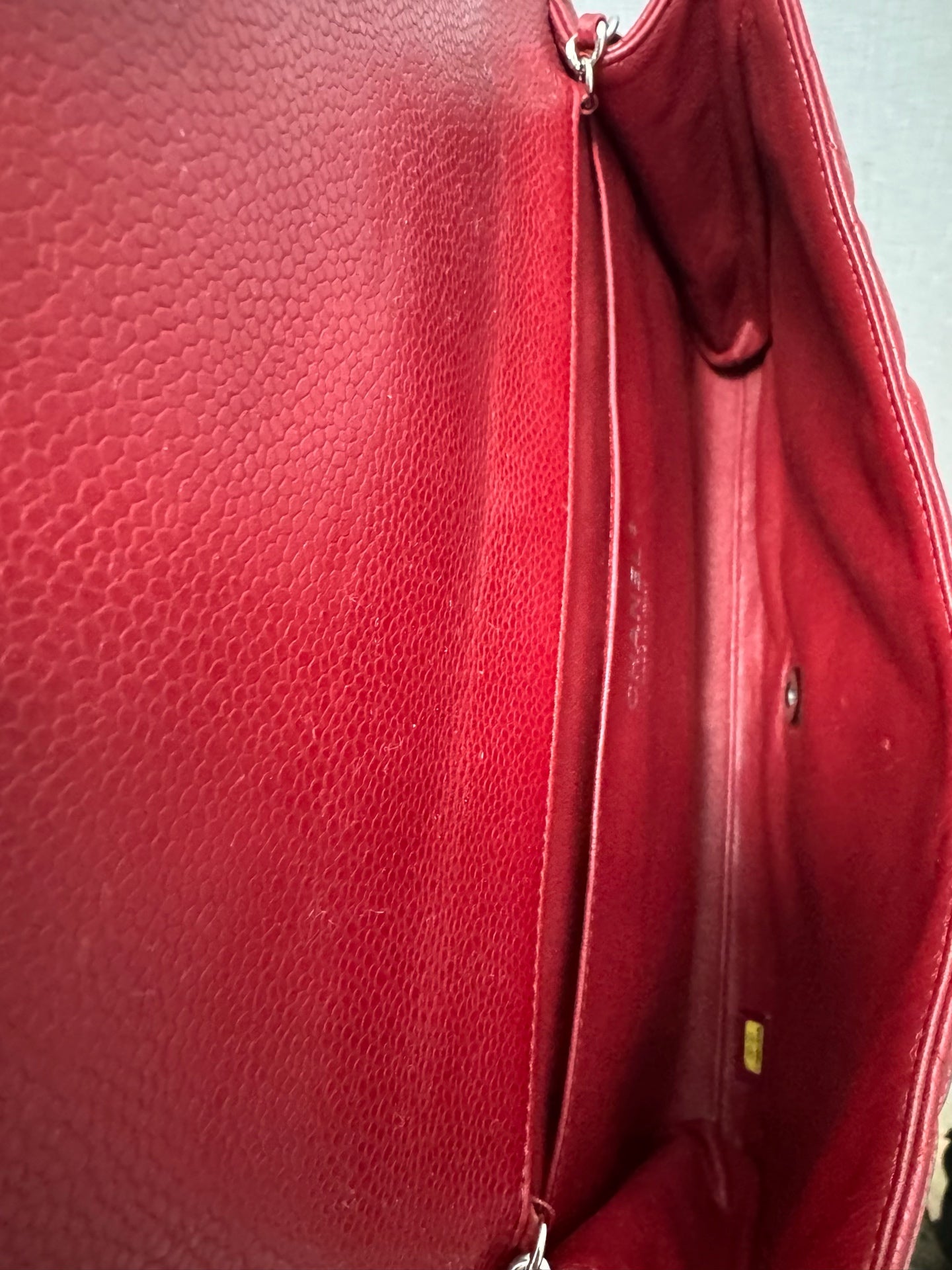 Chanel - Classic Flap Chain Bag - Caviar leather - Red - (Medium)