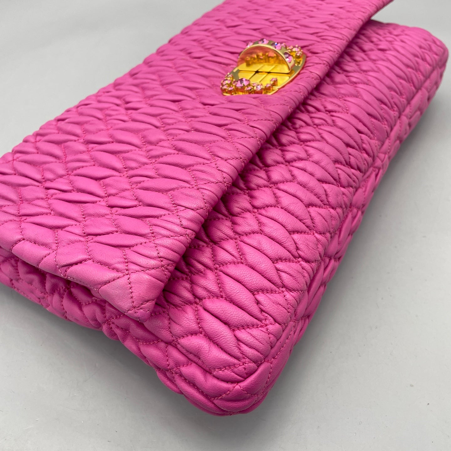 Miu Miu - Matelassé Jewel Chain Bag (A7836d) - Leather - Pink - (medium)