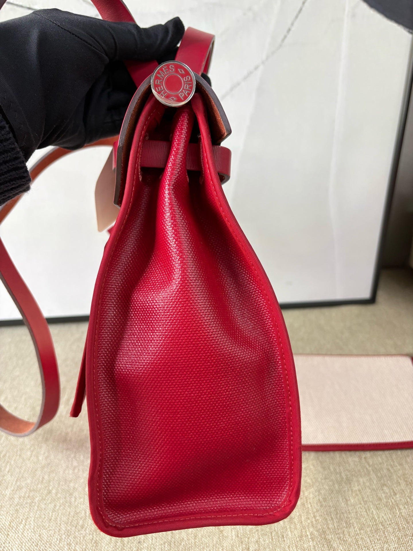 Hermès - Herbag 31 - Waterproof canvas and Cowhide leather - Chili Red and Beige - (Medium)