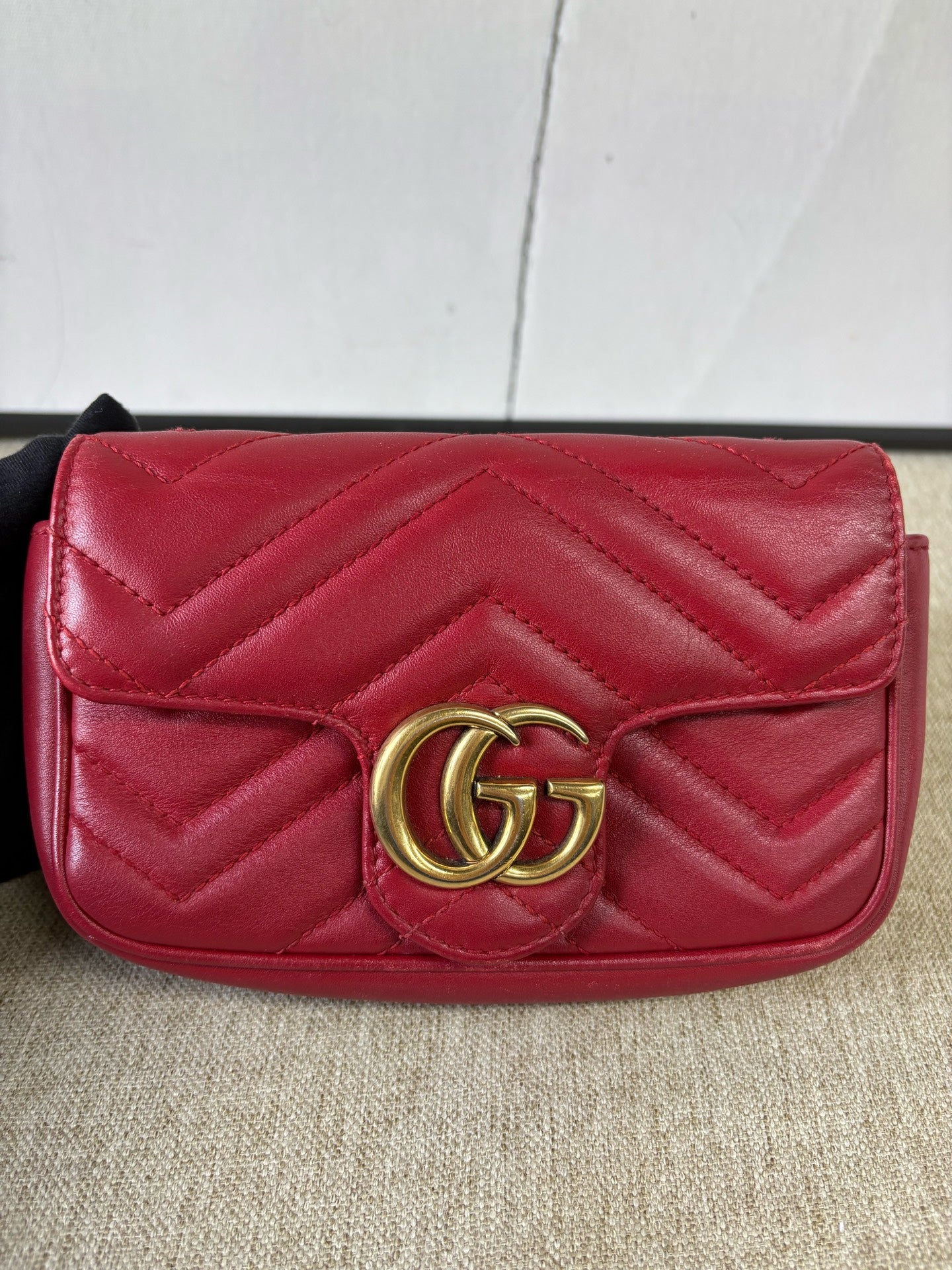 Gucci - GG Marmont Mini Chain Bag - Leather - Red - (mini)