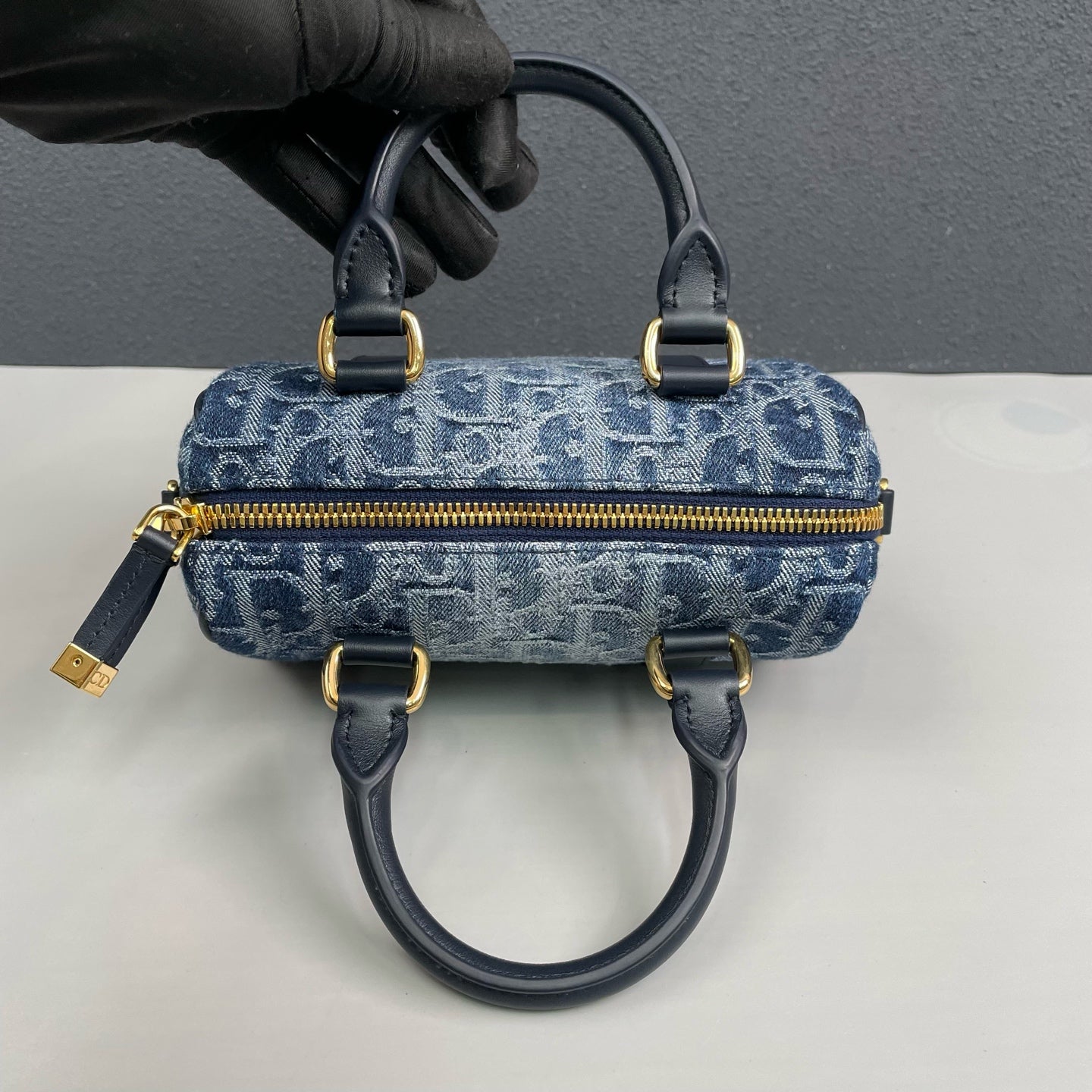 Dior - Groove Mini Boston Bag - Denim canvas with Dior Oblique jacquard and smooth leather trim - Blue - (mini)