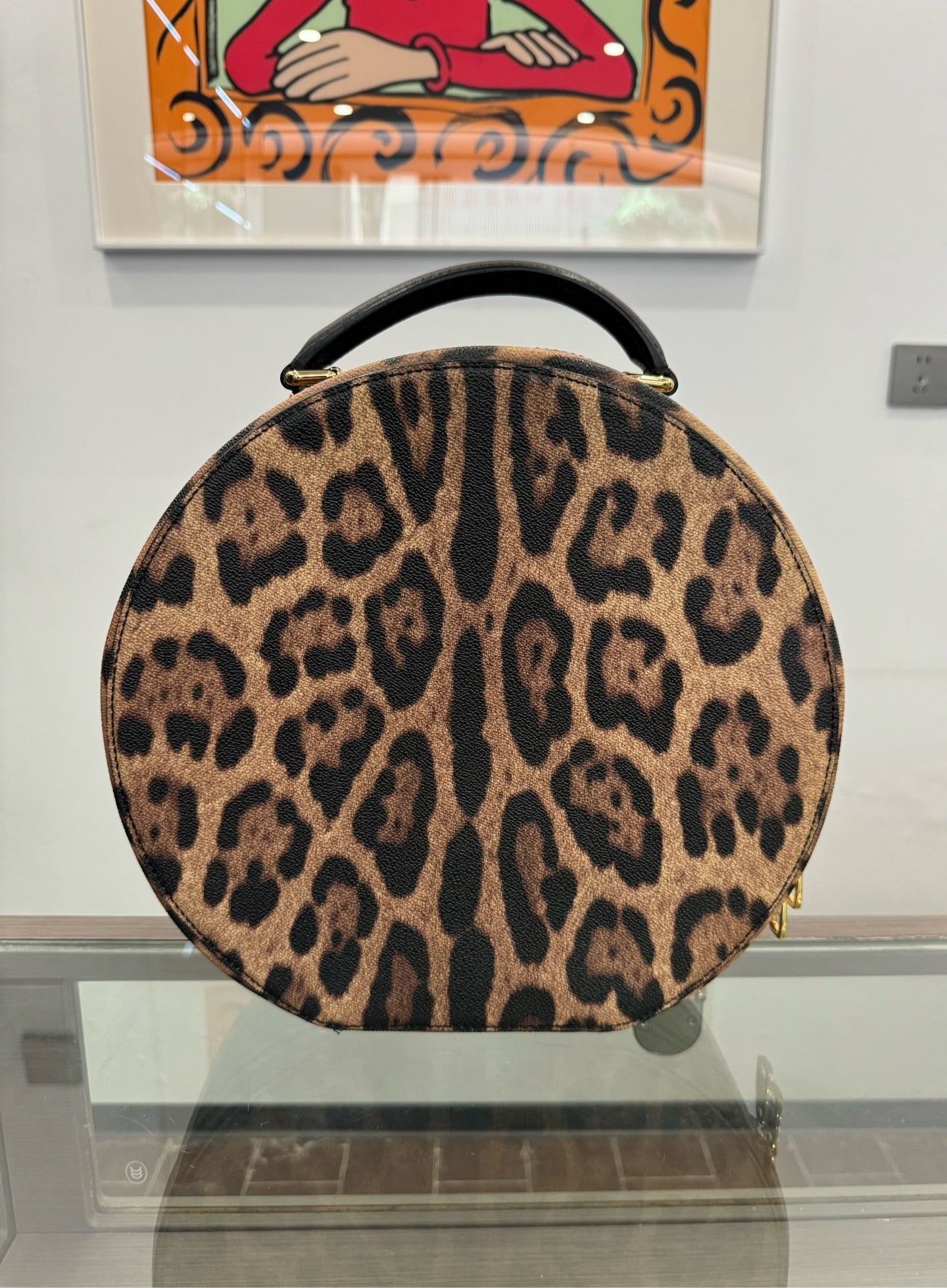 Dolce & Gabbana - Leopard Print Circular Top Handle Bag - Printed leather - Brown - (Medium)