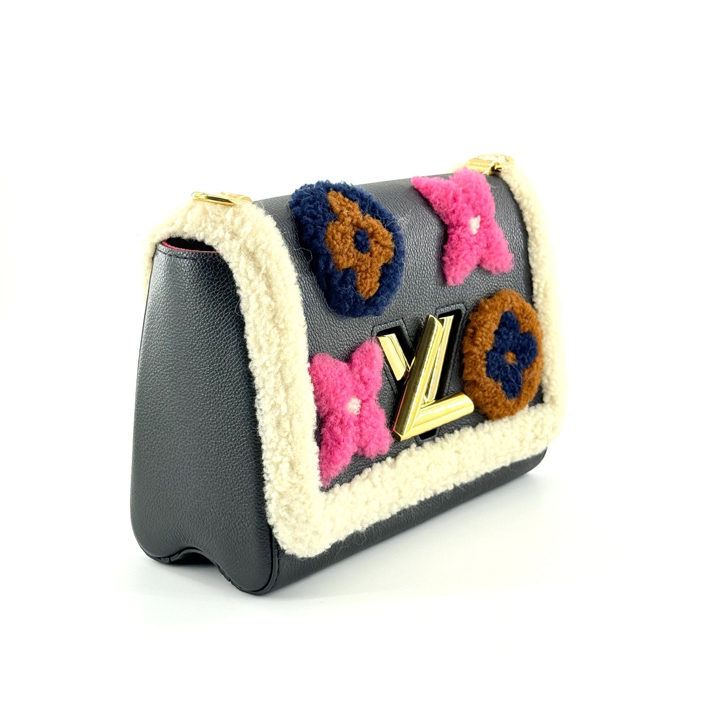 Louis Vuitton - Twist MM Monogram Mania - Grained Epi leather, wool appliques, and shearling trim - Black - (Medium)
