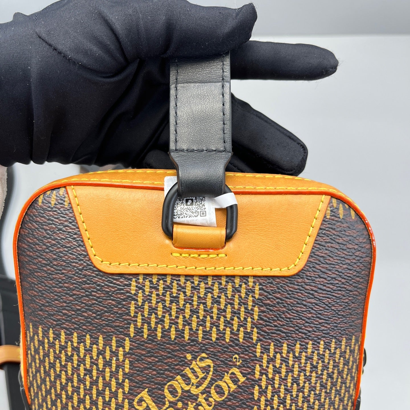 Louis Vuitton - Nigo Camera Bag - Monogram coated canvas and Damier Ebene canvas with leather trim - Brown, Black, and Orange - (small)