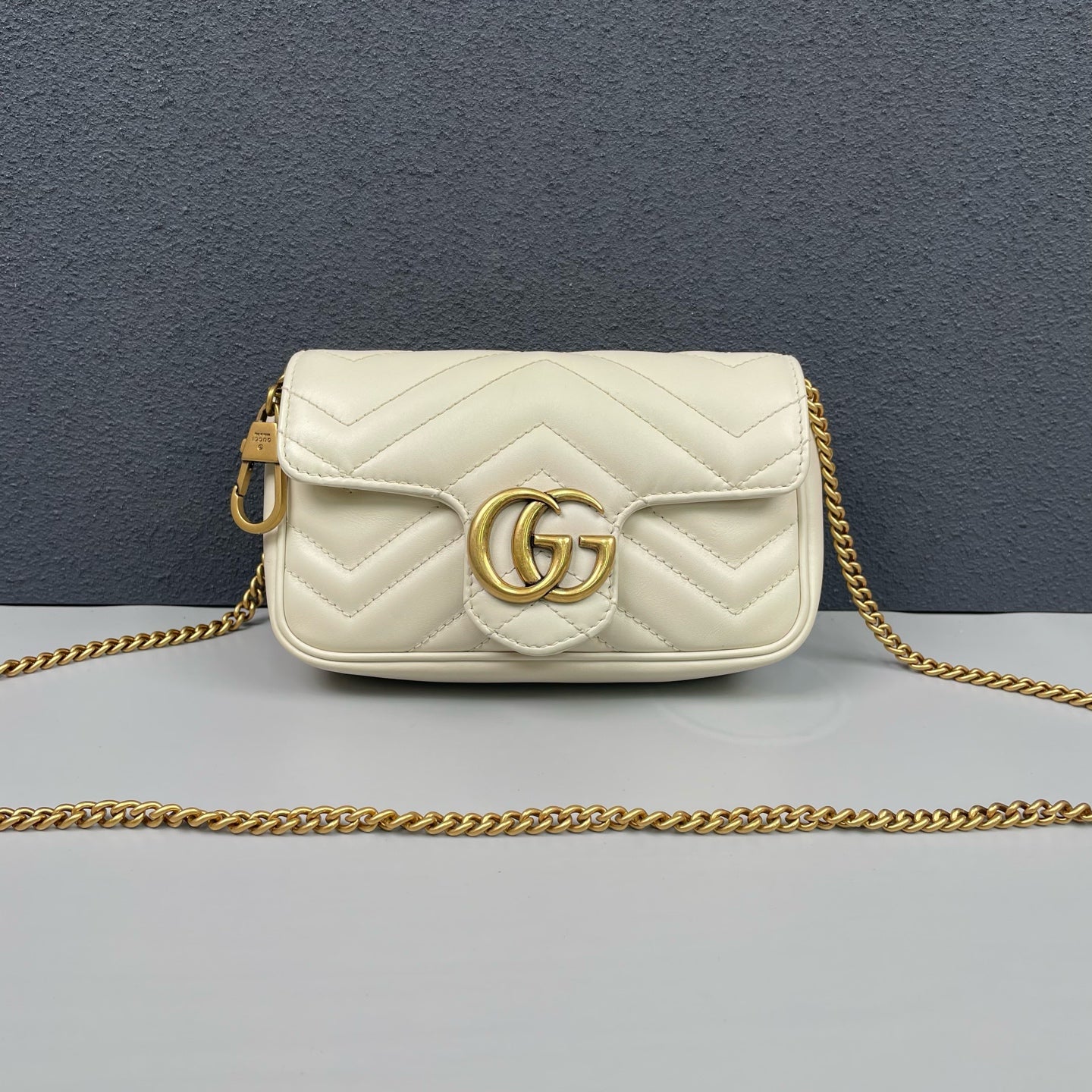 Gucci - GG Marmont Mini Chain Bag - Leather - White - (mini)