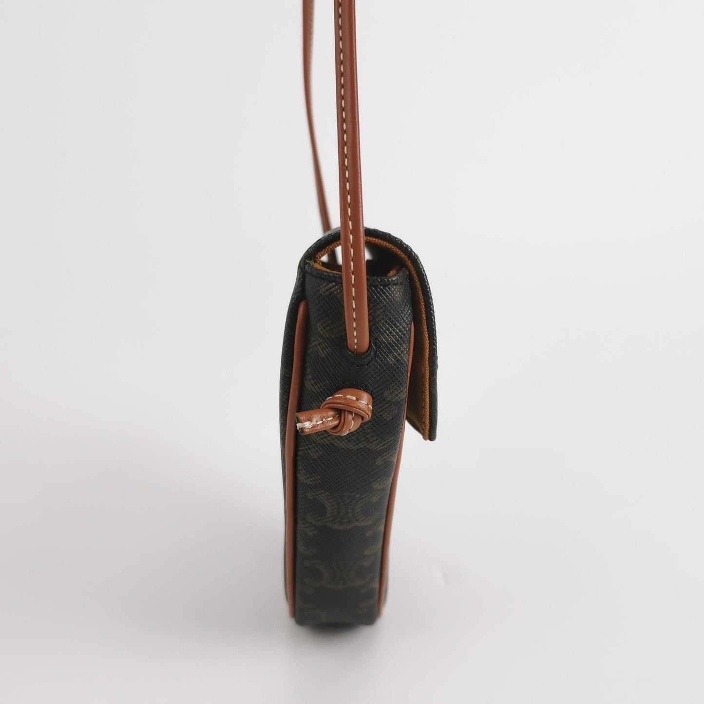 Celine - Triomphe Canvas Triangle Bag - Triomphe Canvas with Calfskin Leather trim - Brown - (mini)