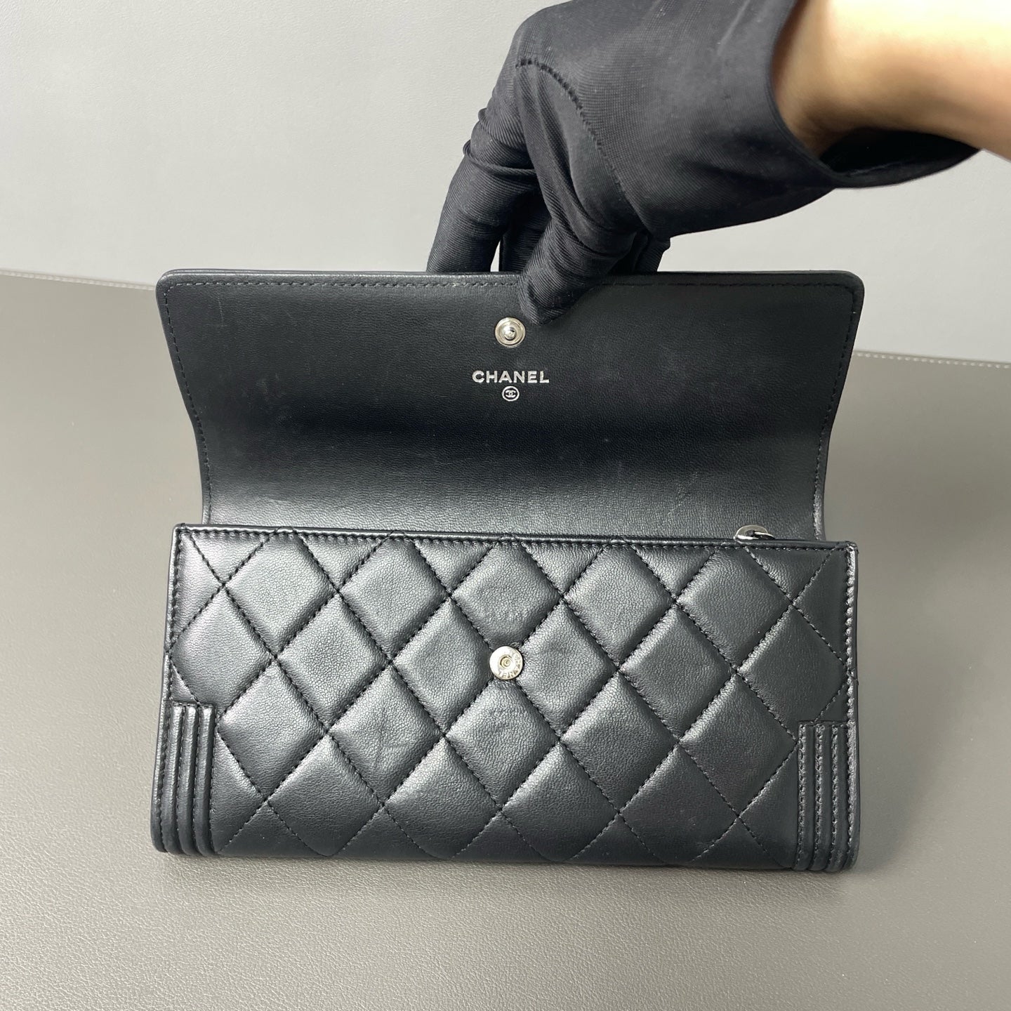 Chanel - Boy Chanel Long Wallet - Lambskin leather - Black - (medium)