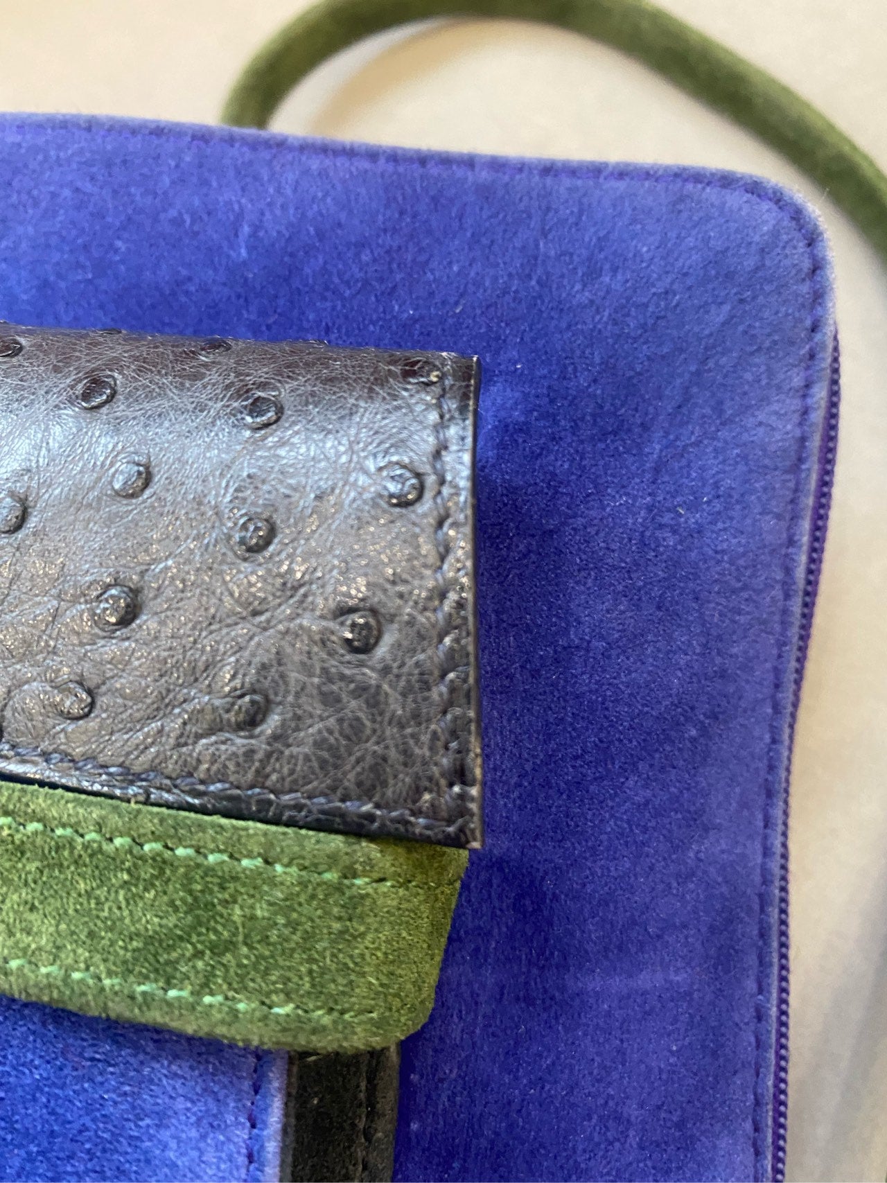 Hermès - Amsterdam Shoulder Bag - Suede and Ostrich leather - Multicolour - (mini)