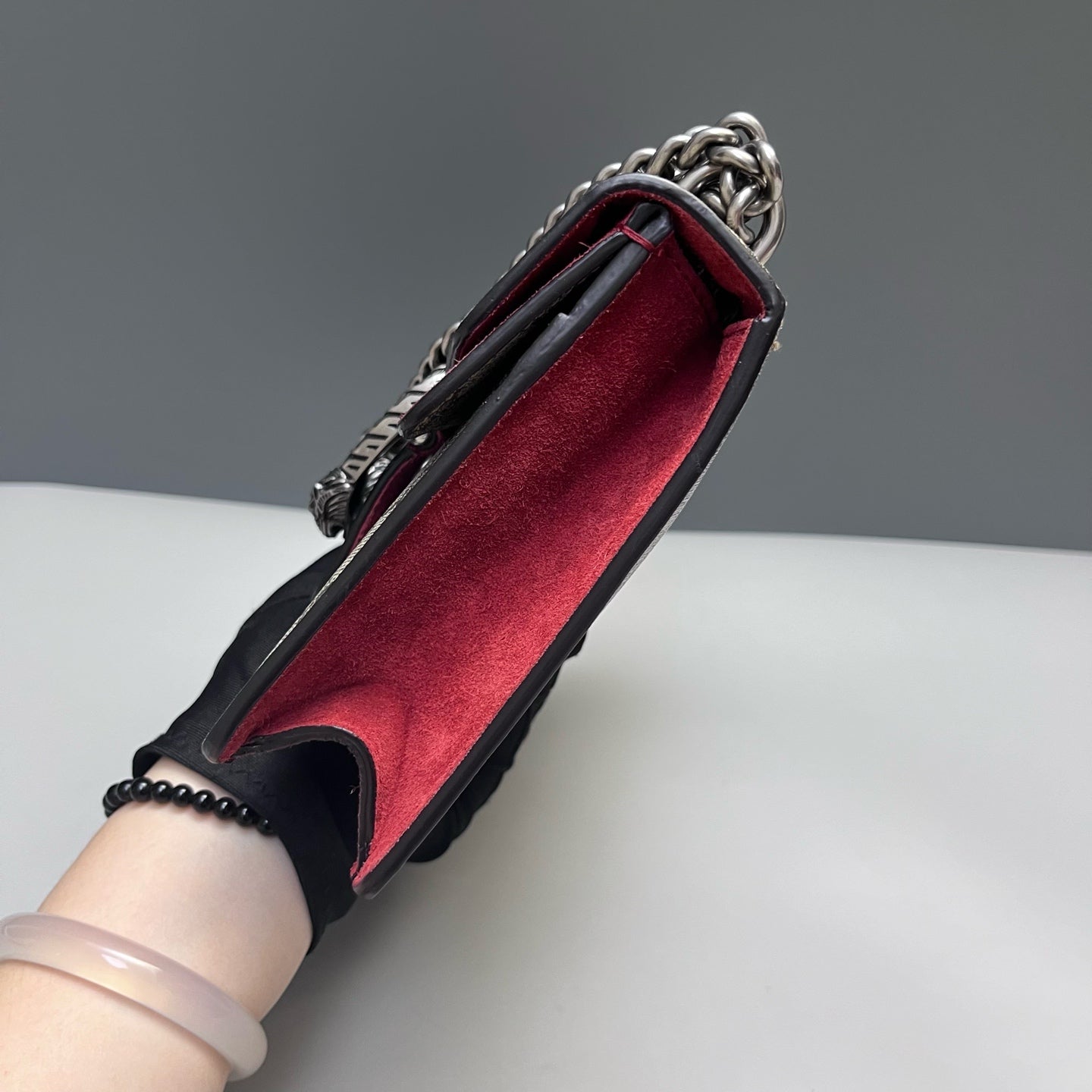 Gucci - Dionysus Mini Chain Bag - GG Supreme canvas with Suede - Beige with Red accents - (mini)